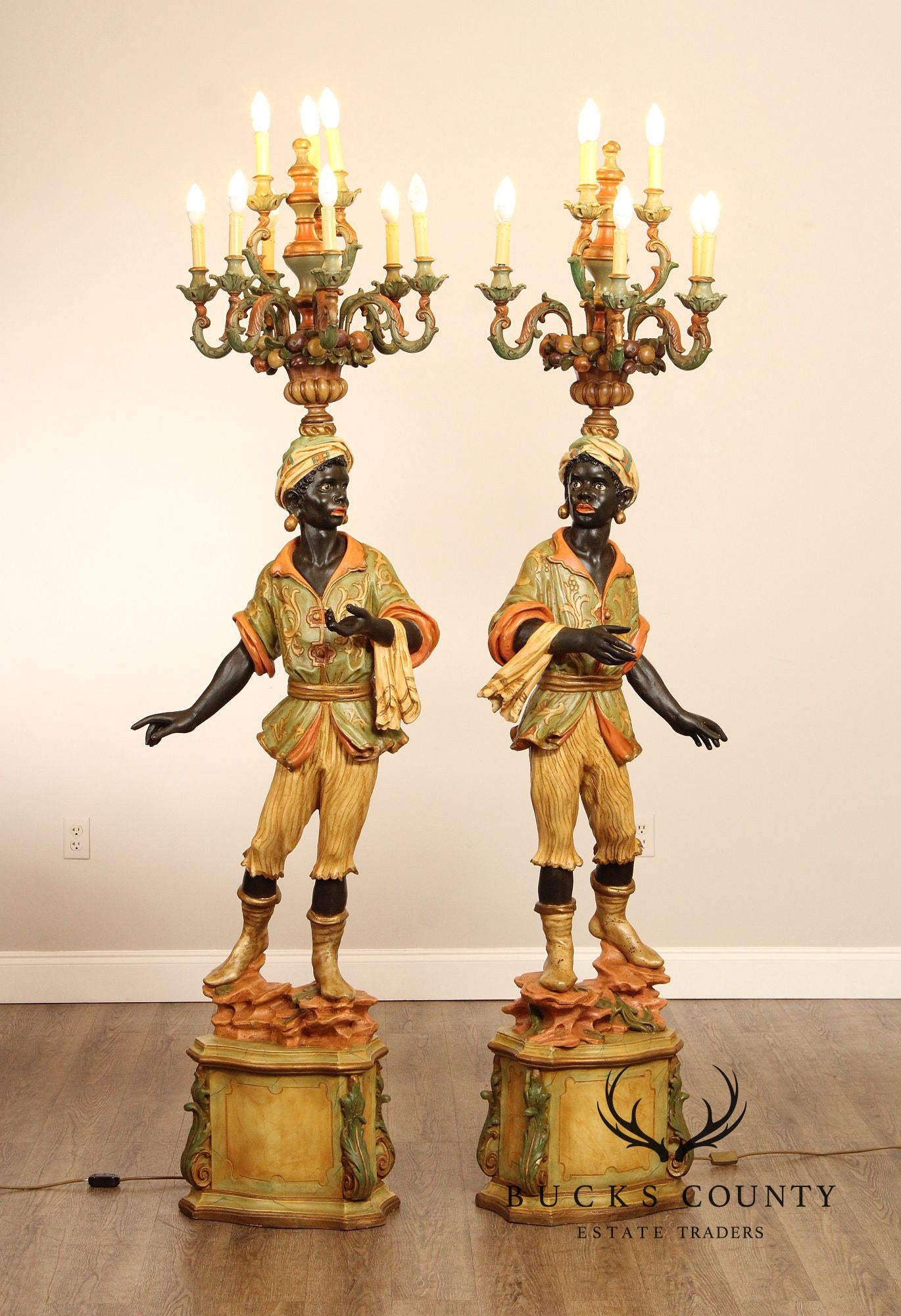 Vintage Pair Of  Blackmoor Torchiere Floor Lamps