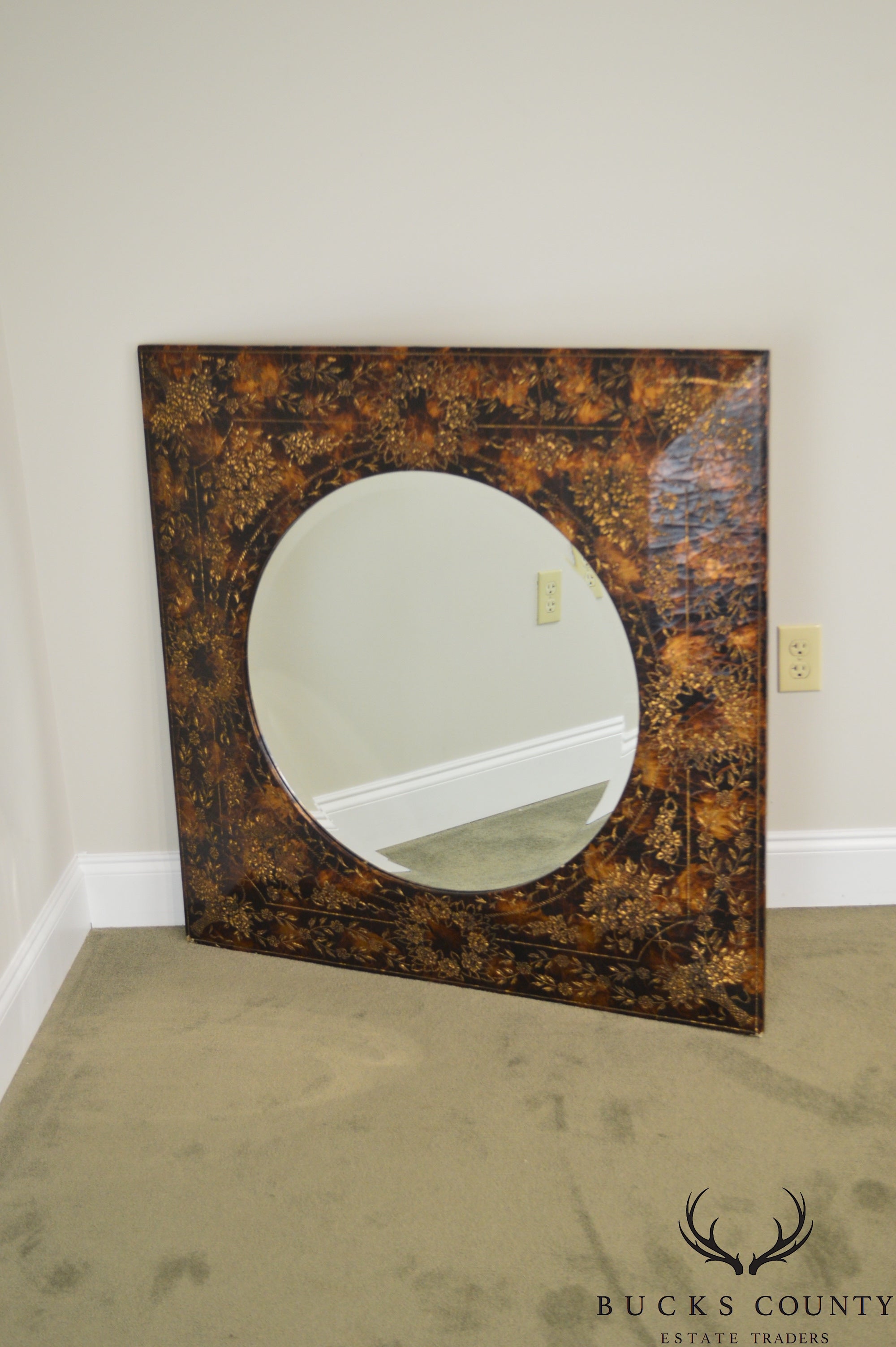 Maitland Smith Faux Painted Decorative Wall Mirror