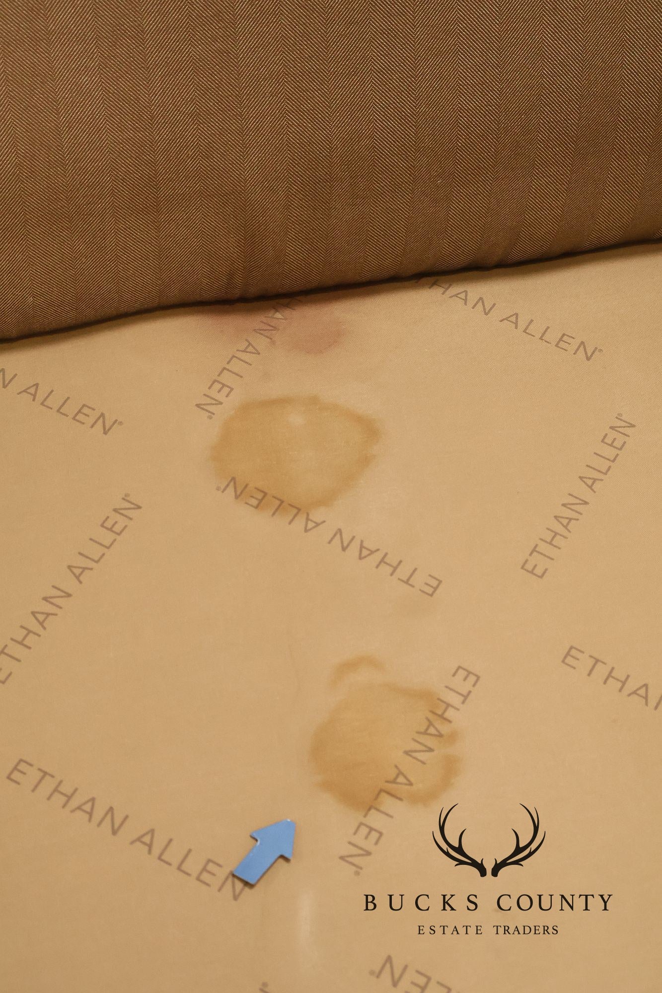 Ethan Allen Upholstered Custom Sectional Sofa With Chaise