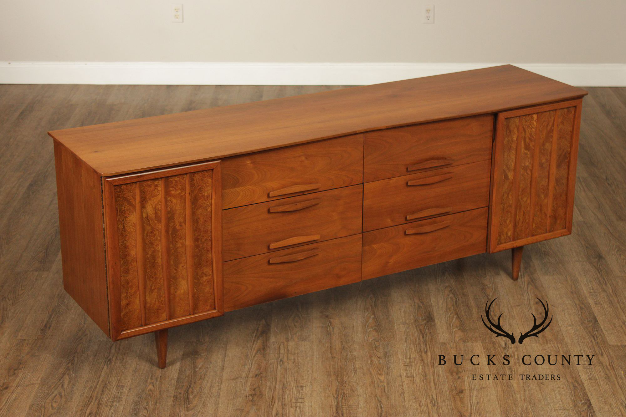 Mid Century Modern Walnut Long Dresser