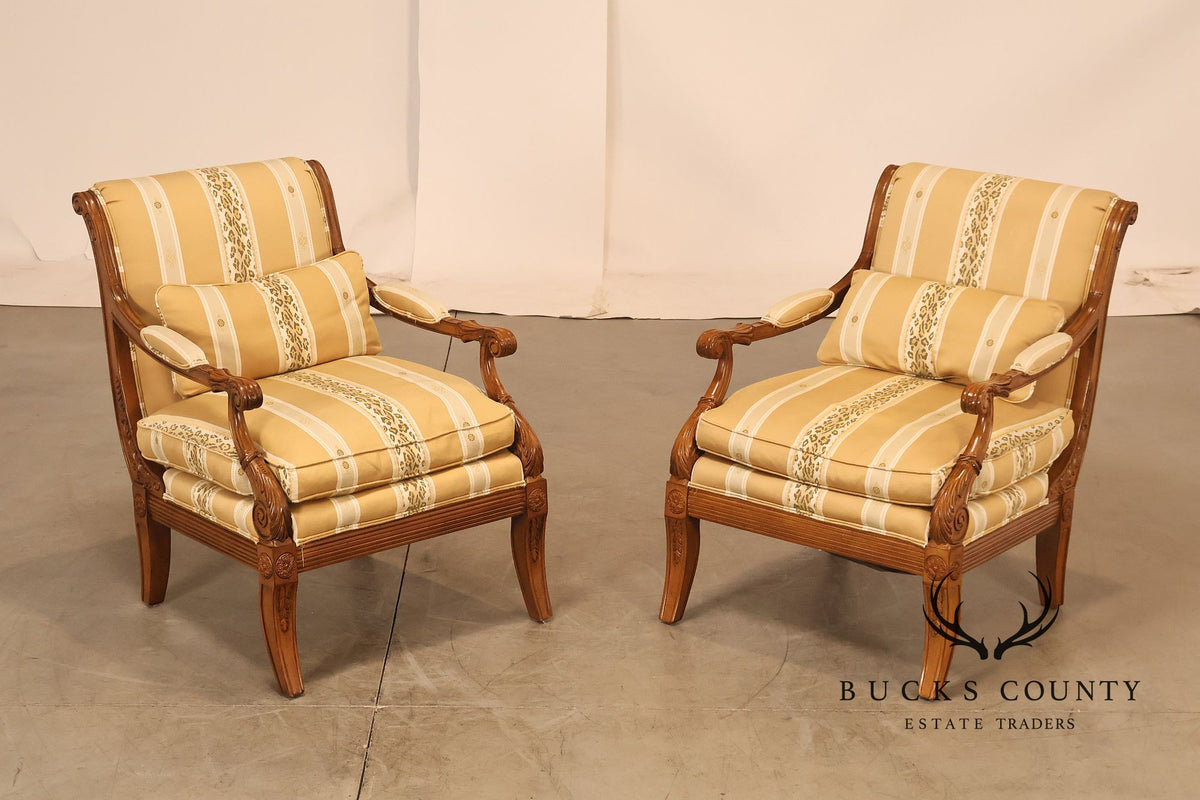 Sherrill Furniture Regency Style Pair of Bergere Armchairs