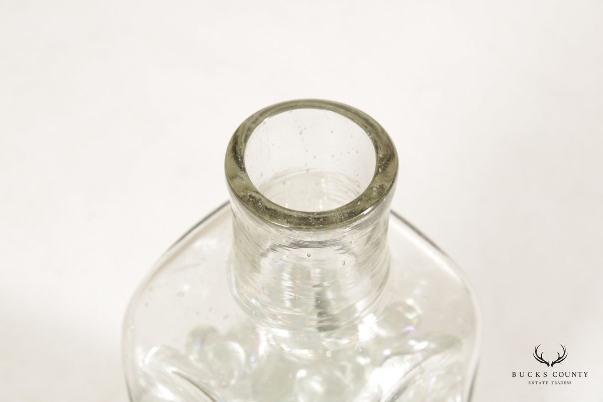 Mexican Vintage Blown Glass Stoppered Bottle or Decanter