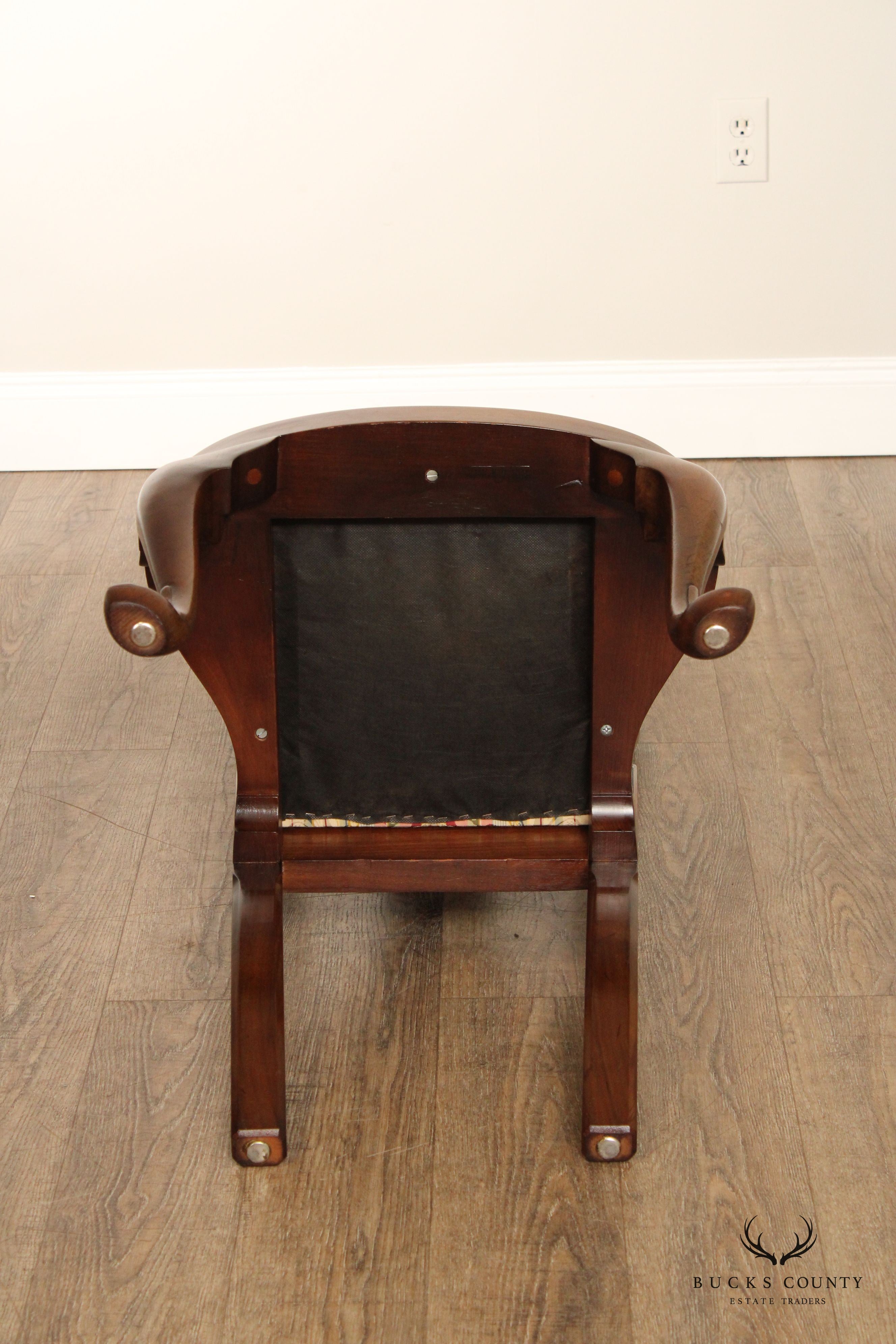 Vintage Queen Anne Style Side Chair With Upholstered Seat