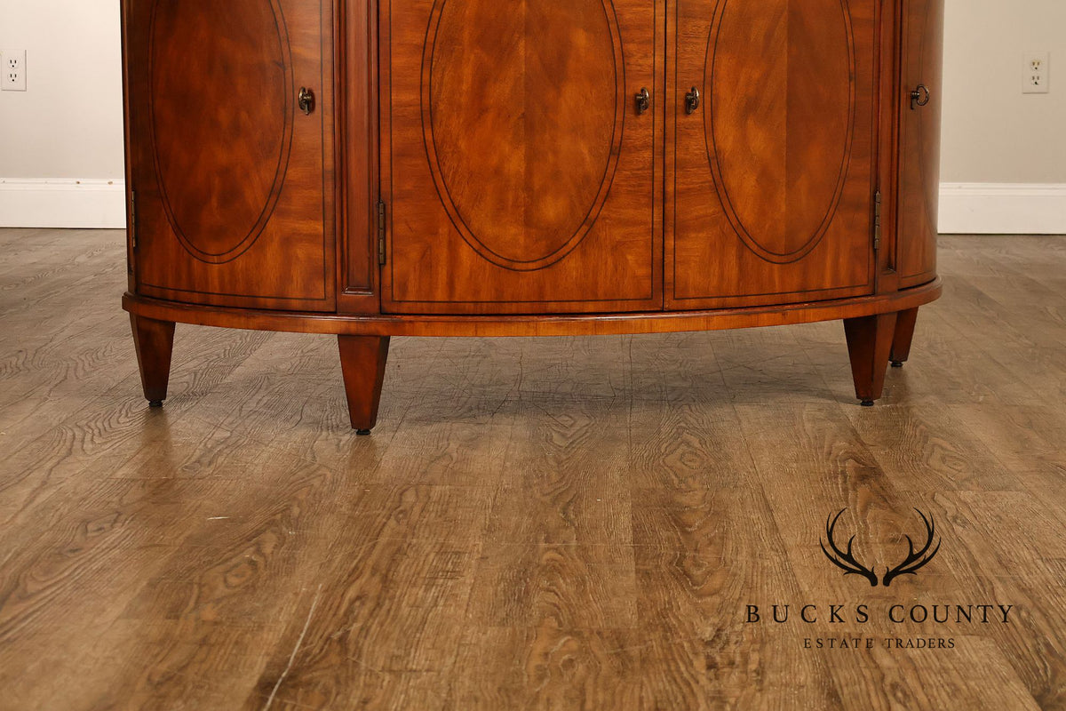 Ethan Allen Regency Style Inlaid Mahogany Demilune Console