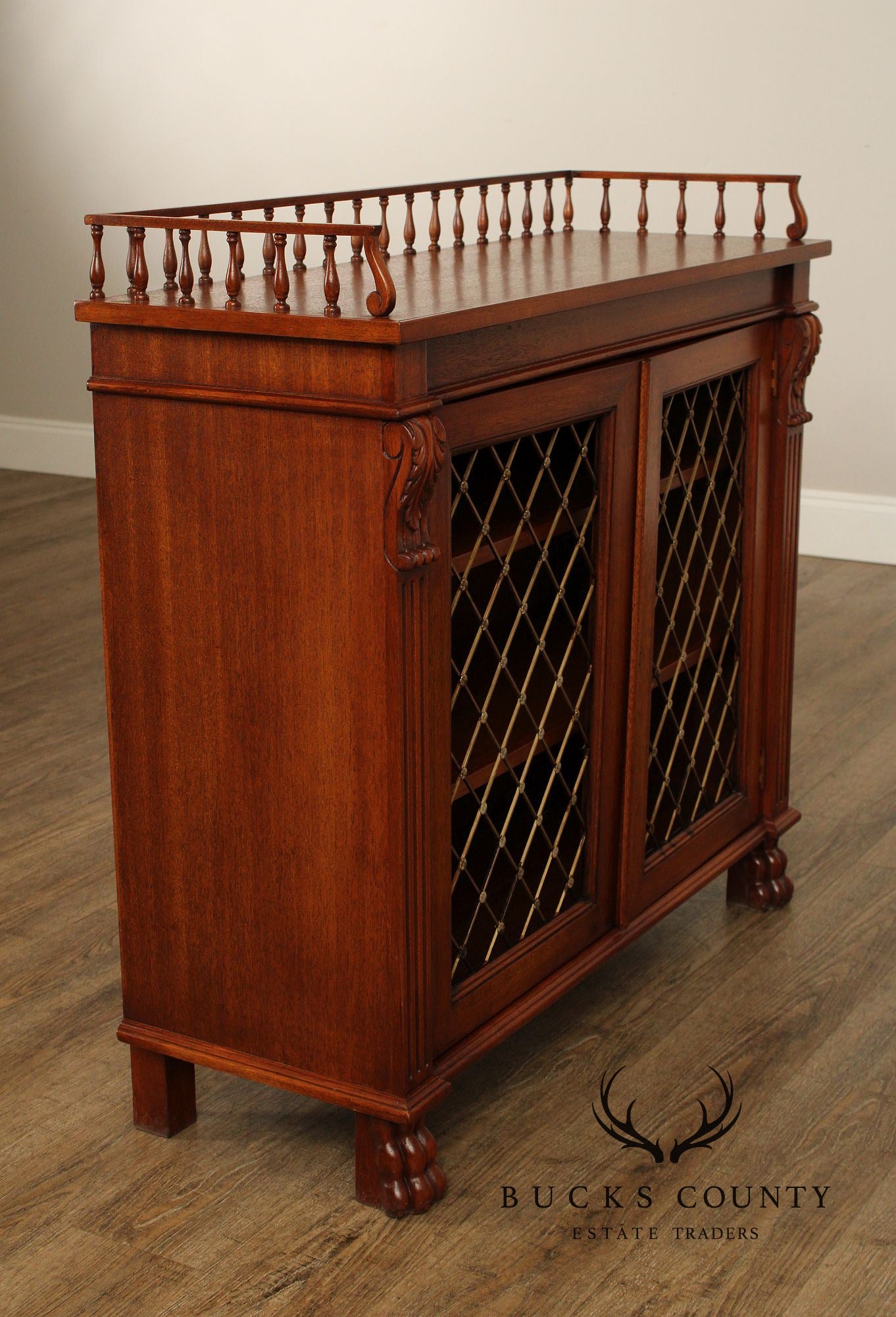 Banks, Coldstone Co. English Regency Style Mahogany Bookcase or Bar Cabinet