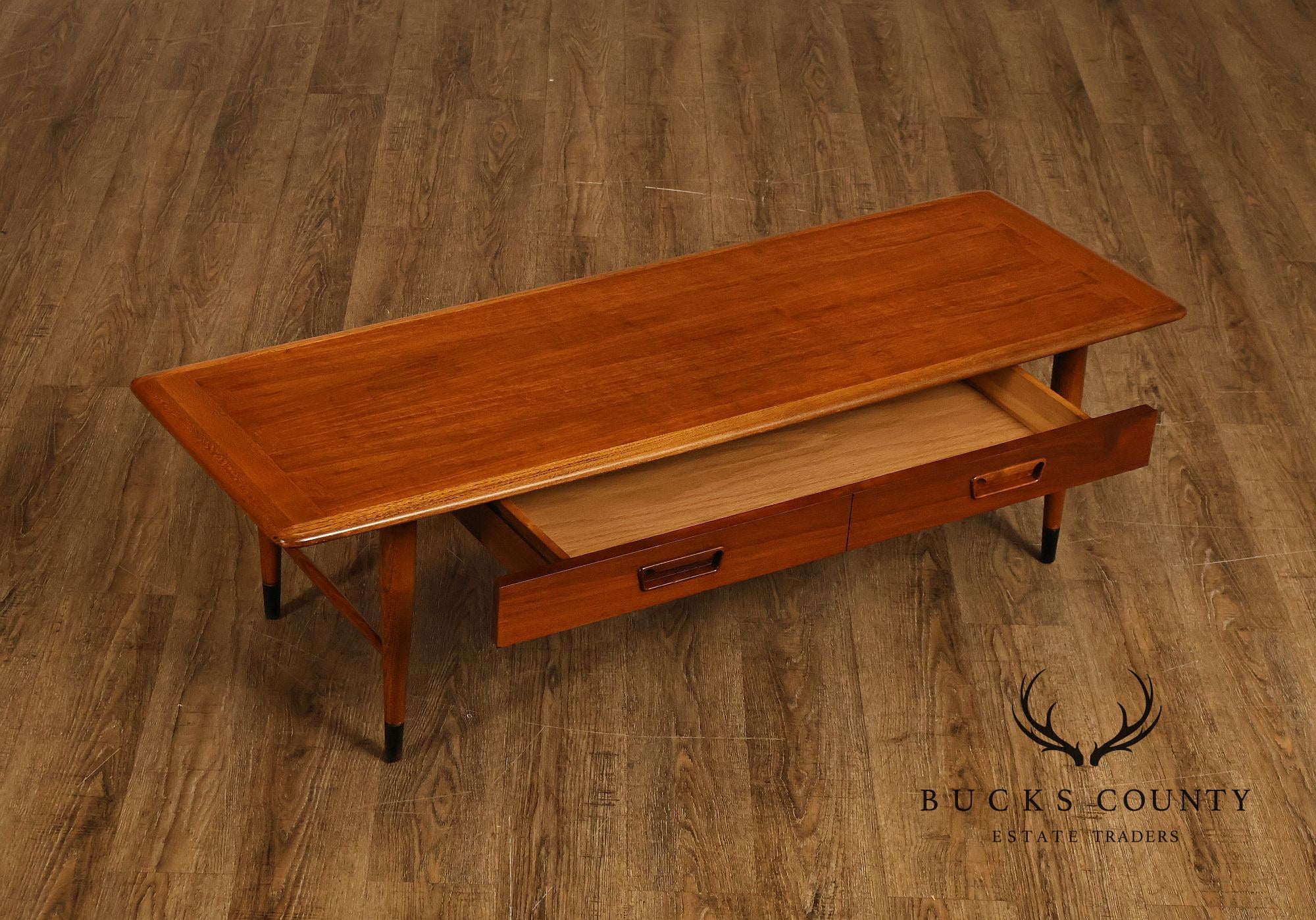 Lane Acclaim Mid Century Modern Walnut Single Drawer Rectangular Coffee Table