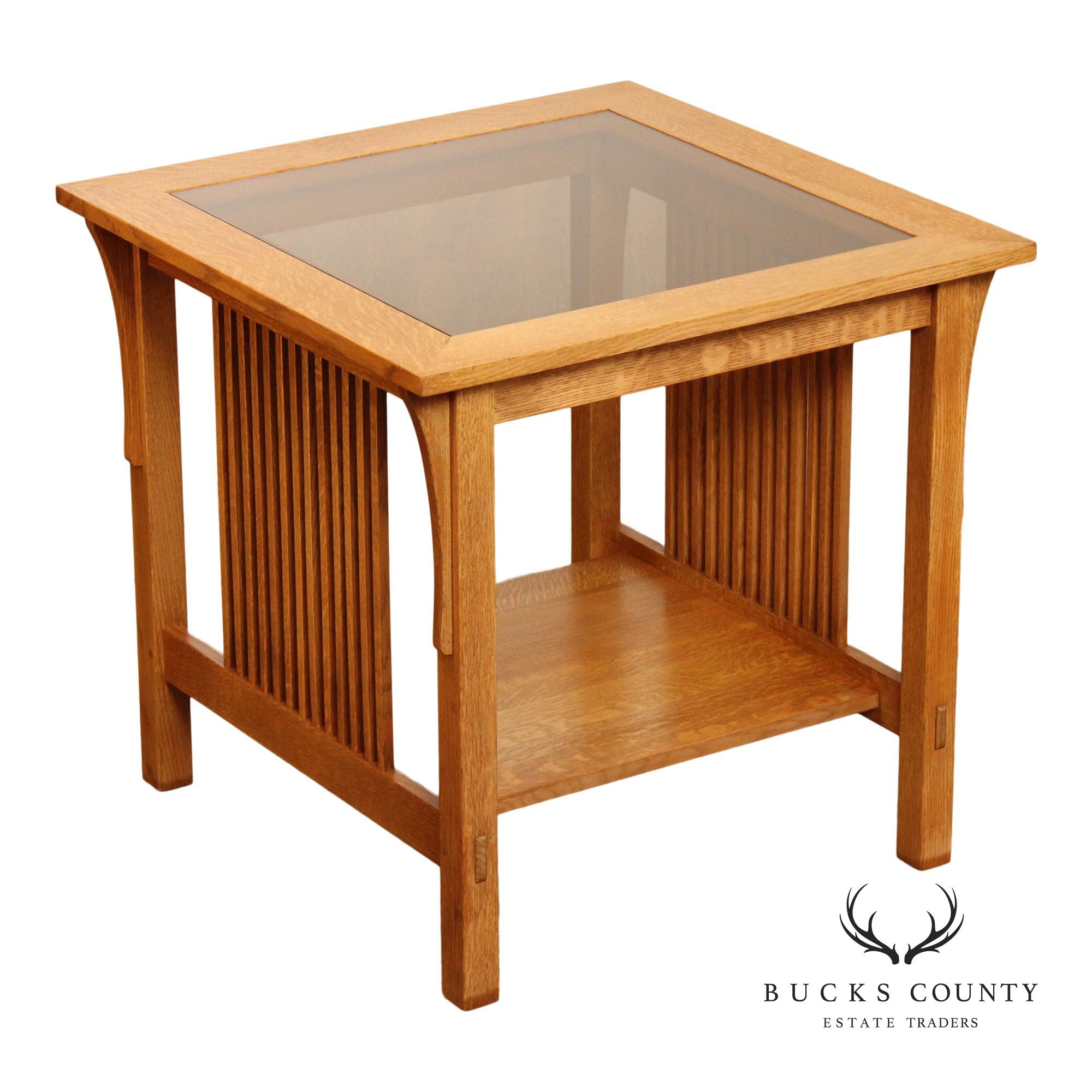 Stickley Mission Collection Oak and Glass Lamp Table