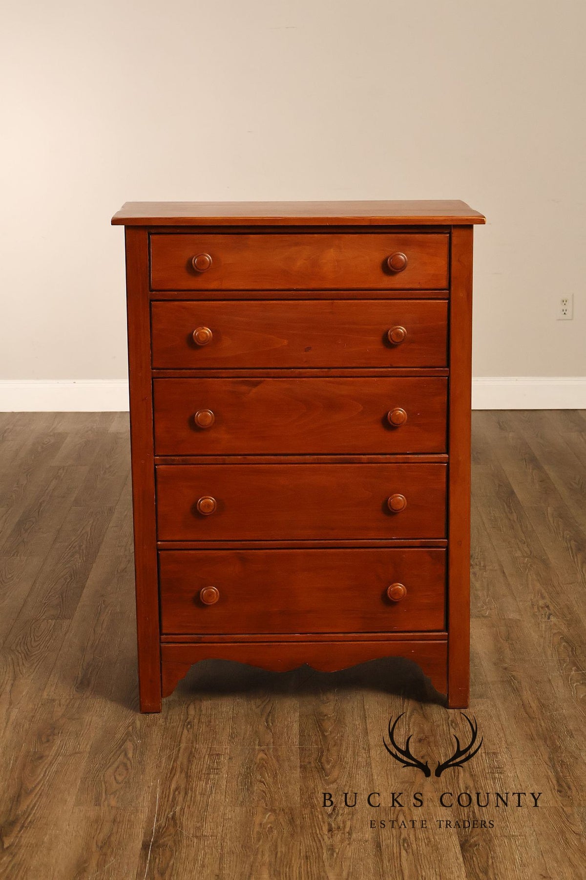 Traditional Cherry Five Drawer Tall Chest Of Drawers