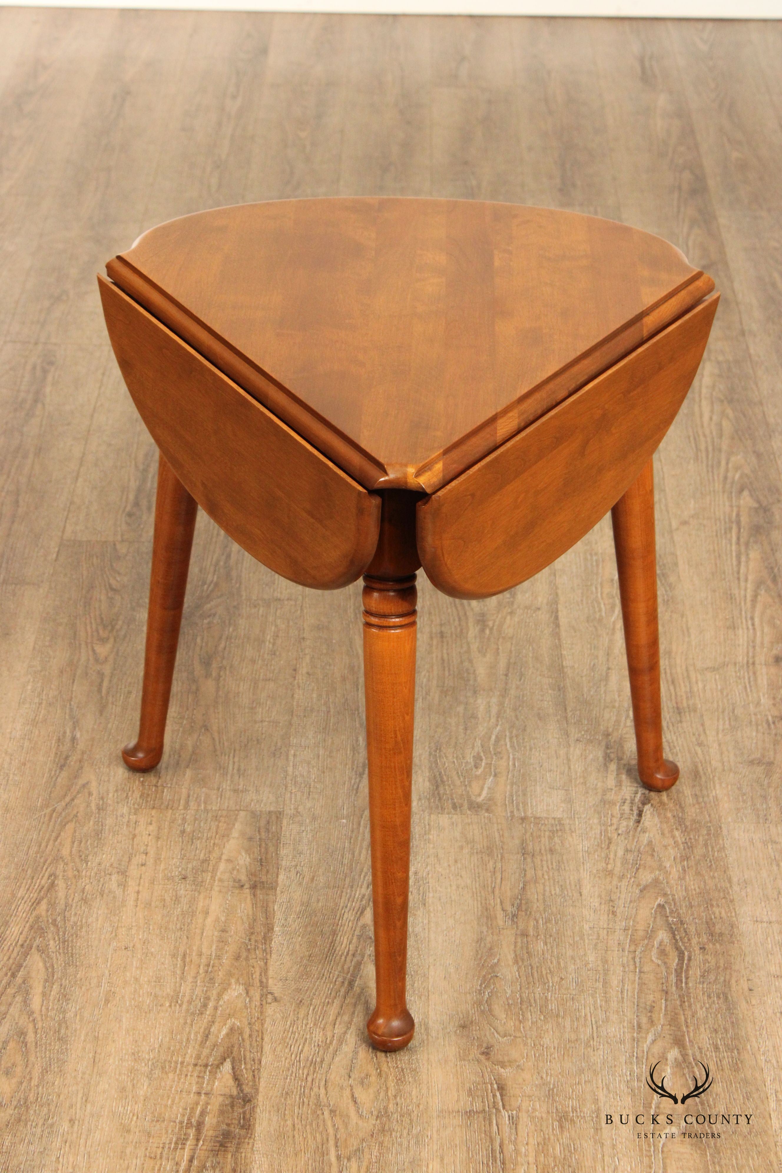 Ethan Allen American Traditional Maple Pair Drop Leaf Corner Tables