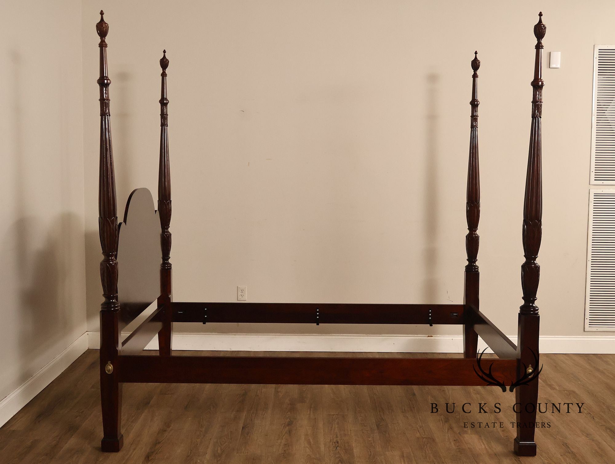 Statton Furniture Cherry Queen Tobacco Leaf Poster Bed