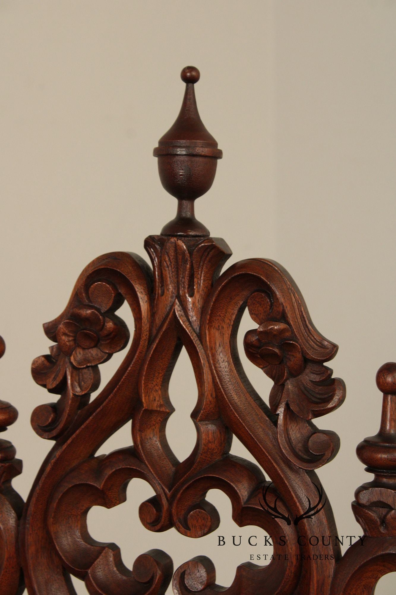 Antique American Gothic Revival Carved Walnut Throne Chair