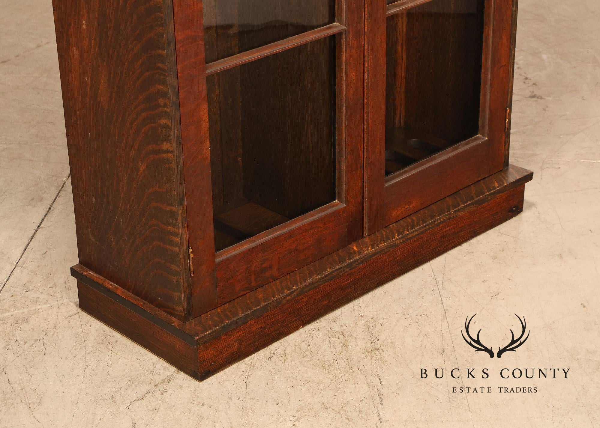Antique Arts And Crafts Oak Two-Door Gun Cabinet