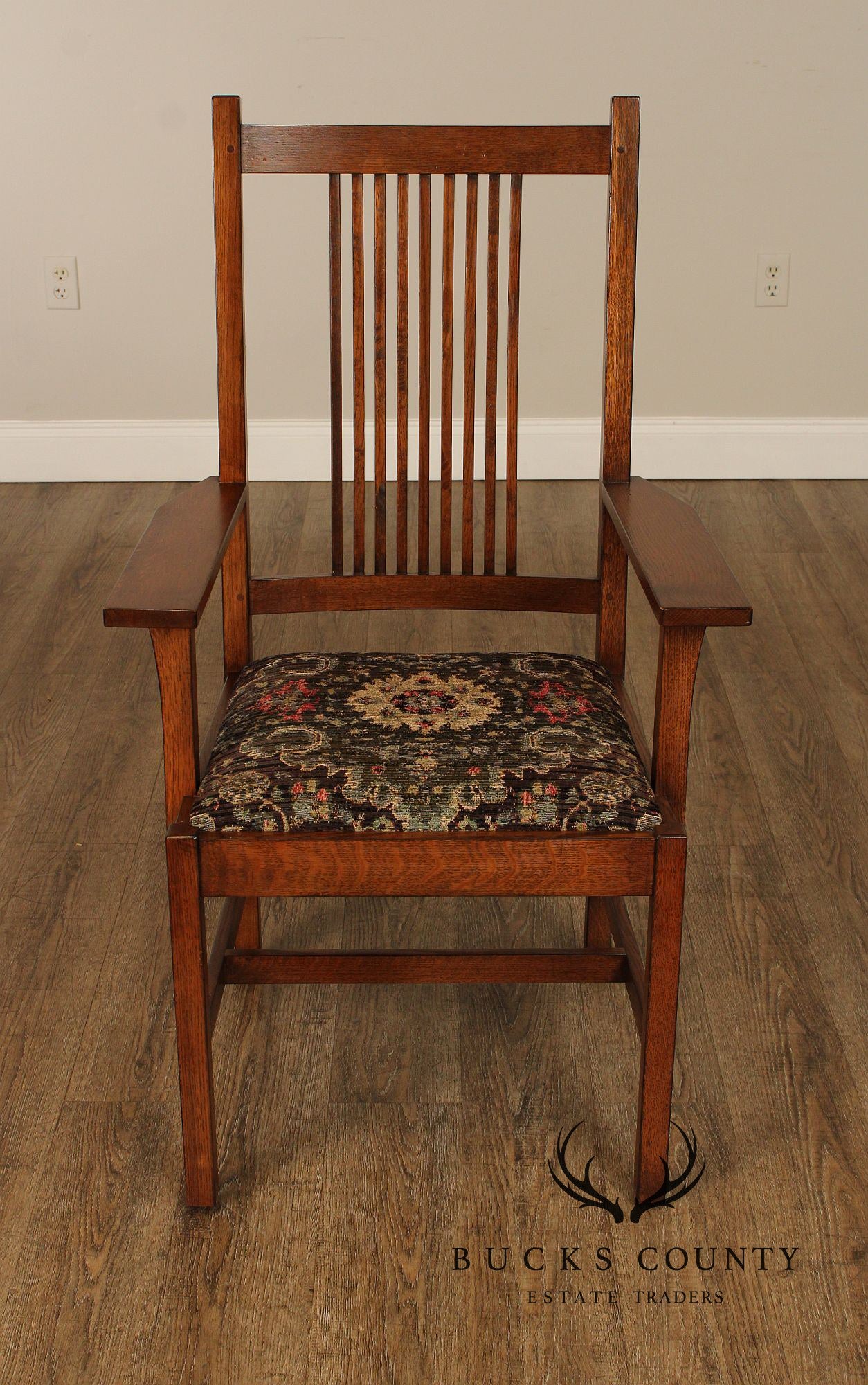 Stickley Mission Collection Pair of Oak Spindle Armchairs