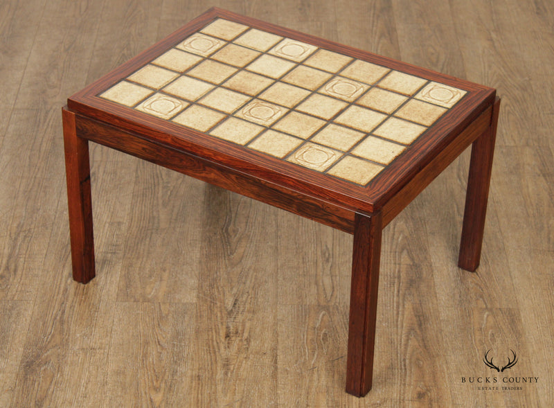 Danish Modern Tile Top Rosewood Side Table
