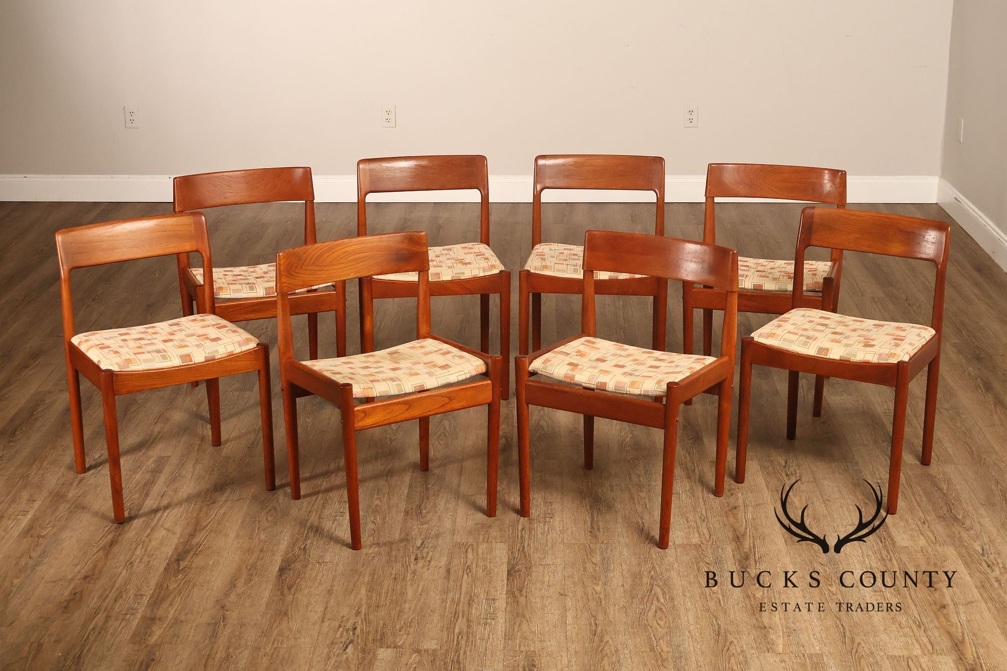 Danish Modern Set Of Eight Compatible Teak Dining Chairs