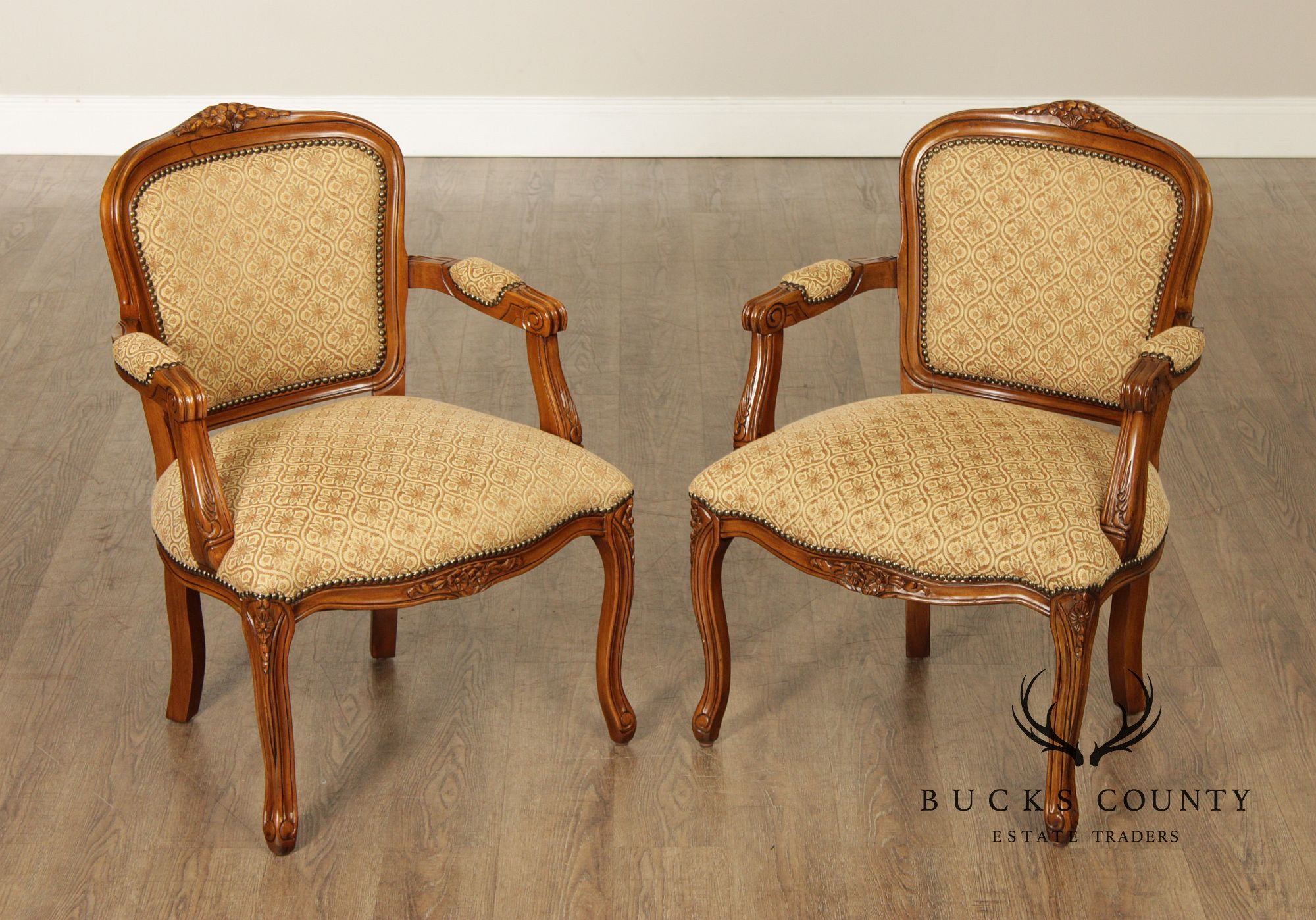 French Louis XV Style Pair of Fauteuil Armchairs