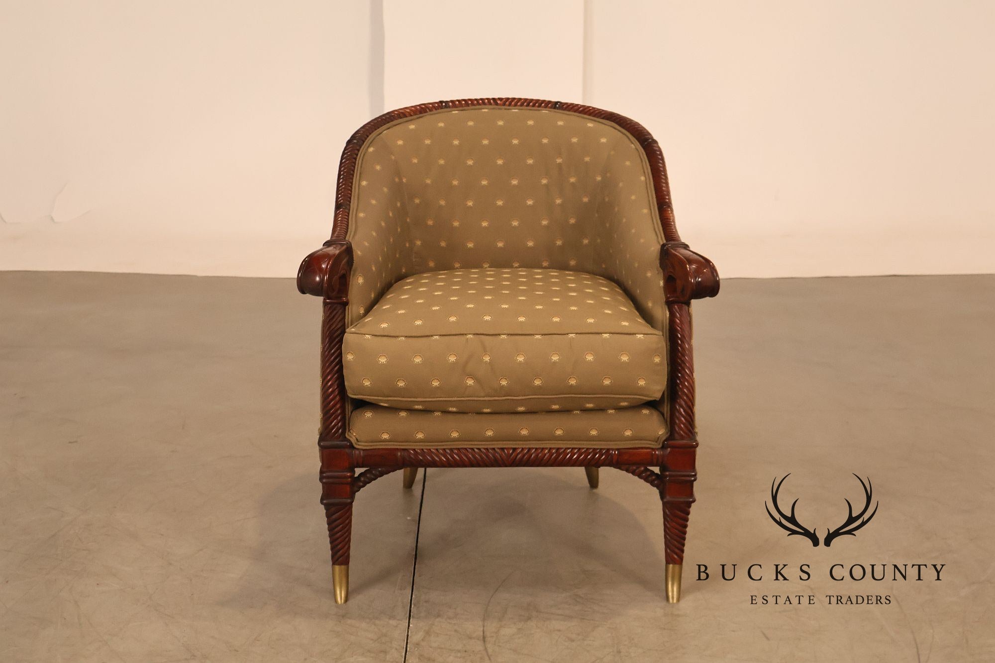 Highland House For Harrods Pair Of Mahogany Neoclassical Lounge Chairs