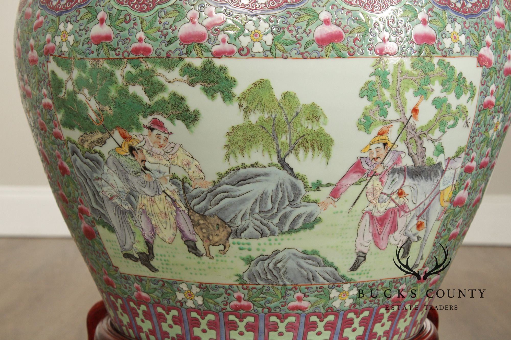Chinese Famille Verte Fishbowl Planter on Stand