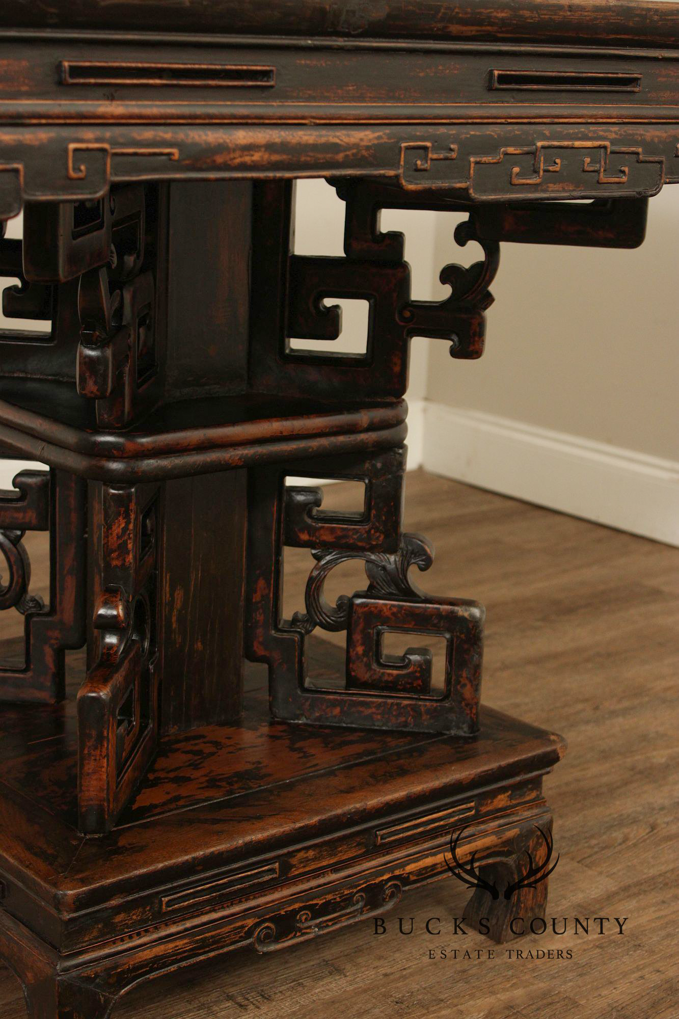 Antique Chinese Carved Pedestal Table