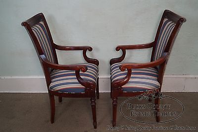 Solid Mahogany Pair of Regency Style Arm Chairs by New Mackenzie LTD