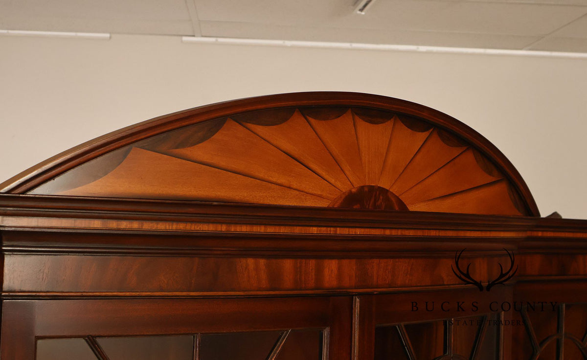 Bevan Funnell Reprodux English Georgian Style Inlaid Mahogany Breakfront