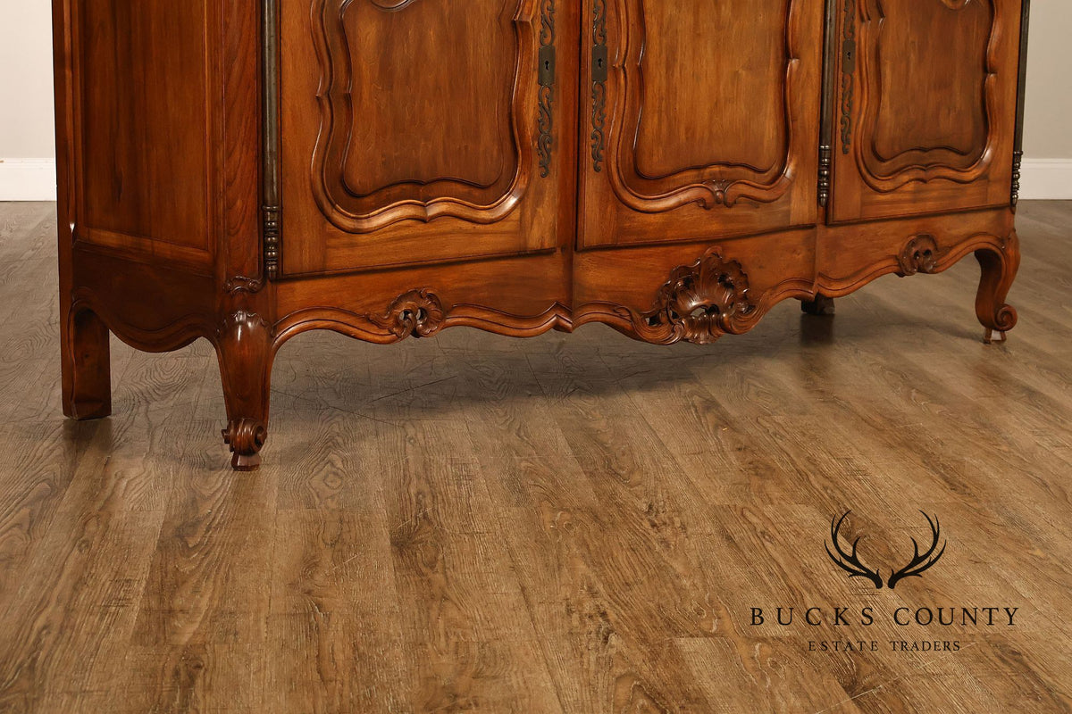 French Provincial Style Carved Fruitwood Three Door Sideboard