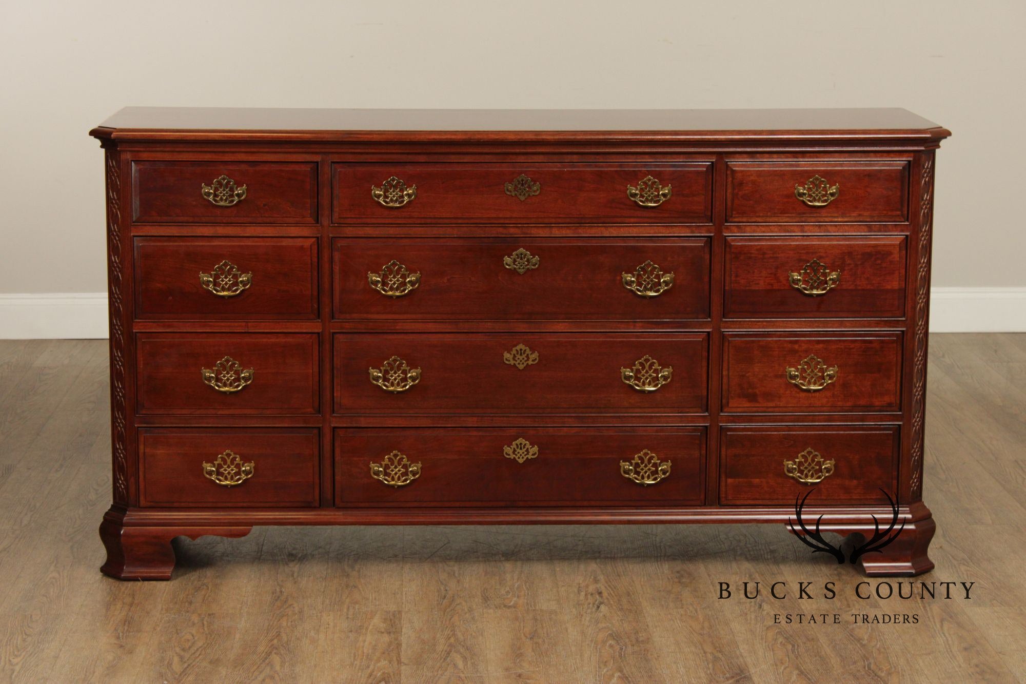 Pennsylvania House Chippendale Style Cherry Triple Chest