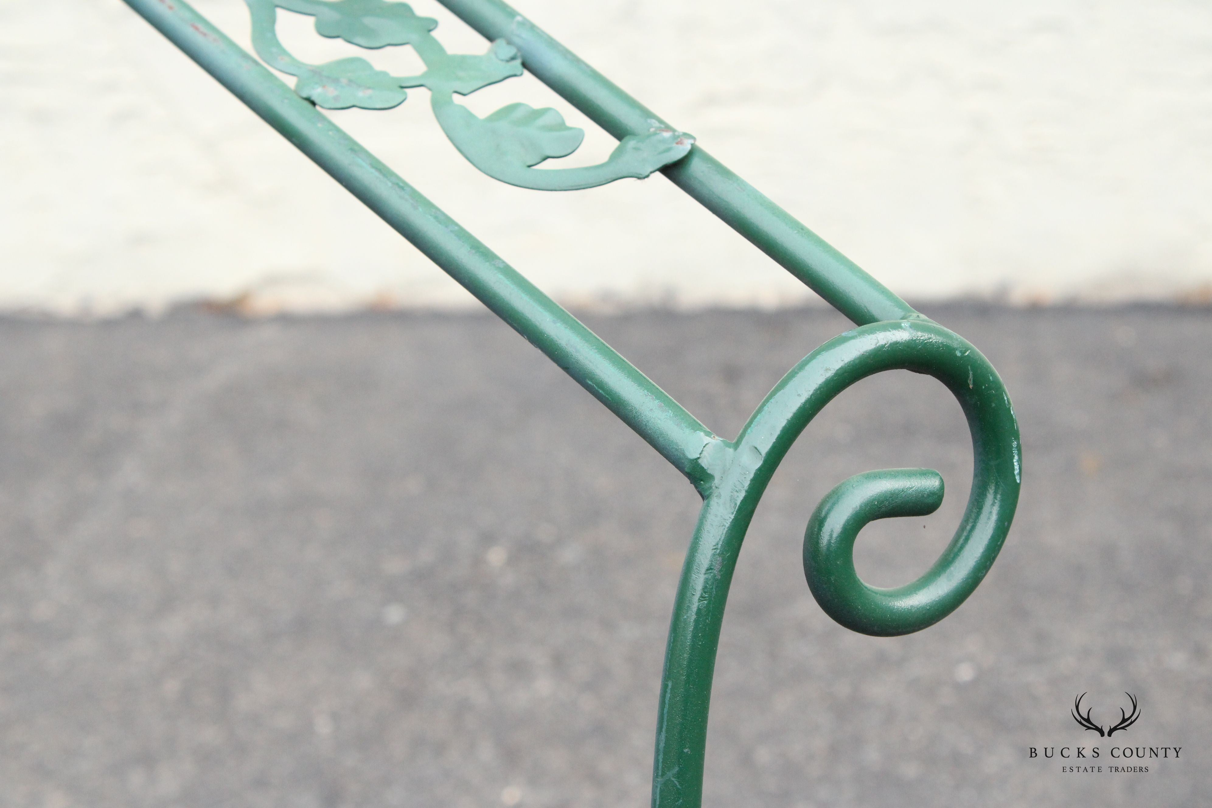 Vintage Set of Six Wrought Iron Patio Dining Armchairs