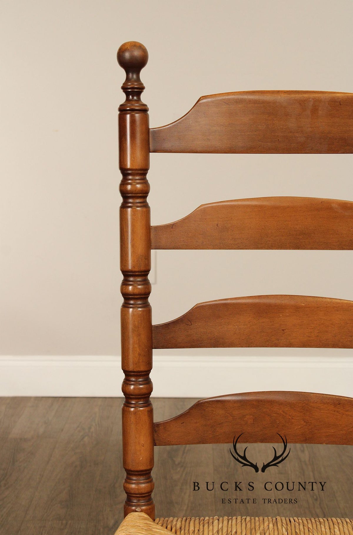 L. Hitchcock Early American Style Set of Four Rush Seat Dining Chairs