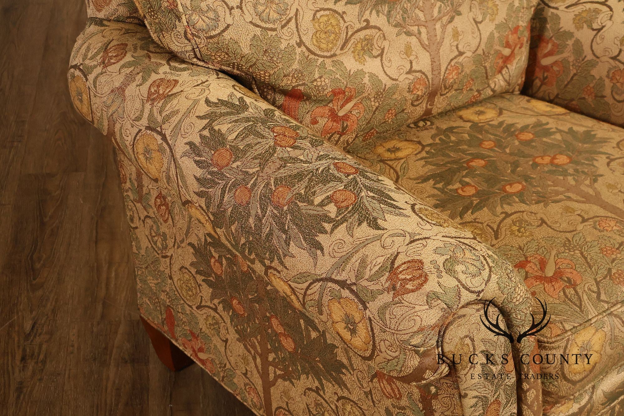 Stickley Tree of Life Upholstered Lounge Chair With Matching Ottoman