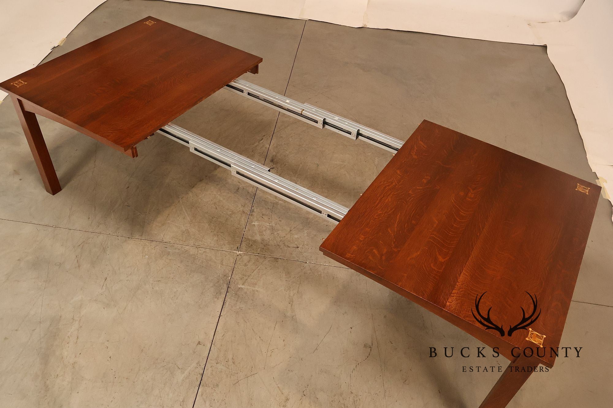 Stickley Mission Collection Harvey Ellis Inlaid Oak Extendable Dining Table