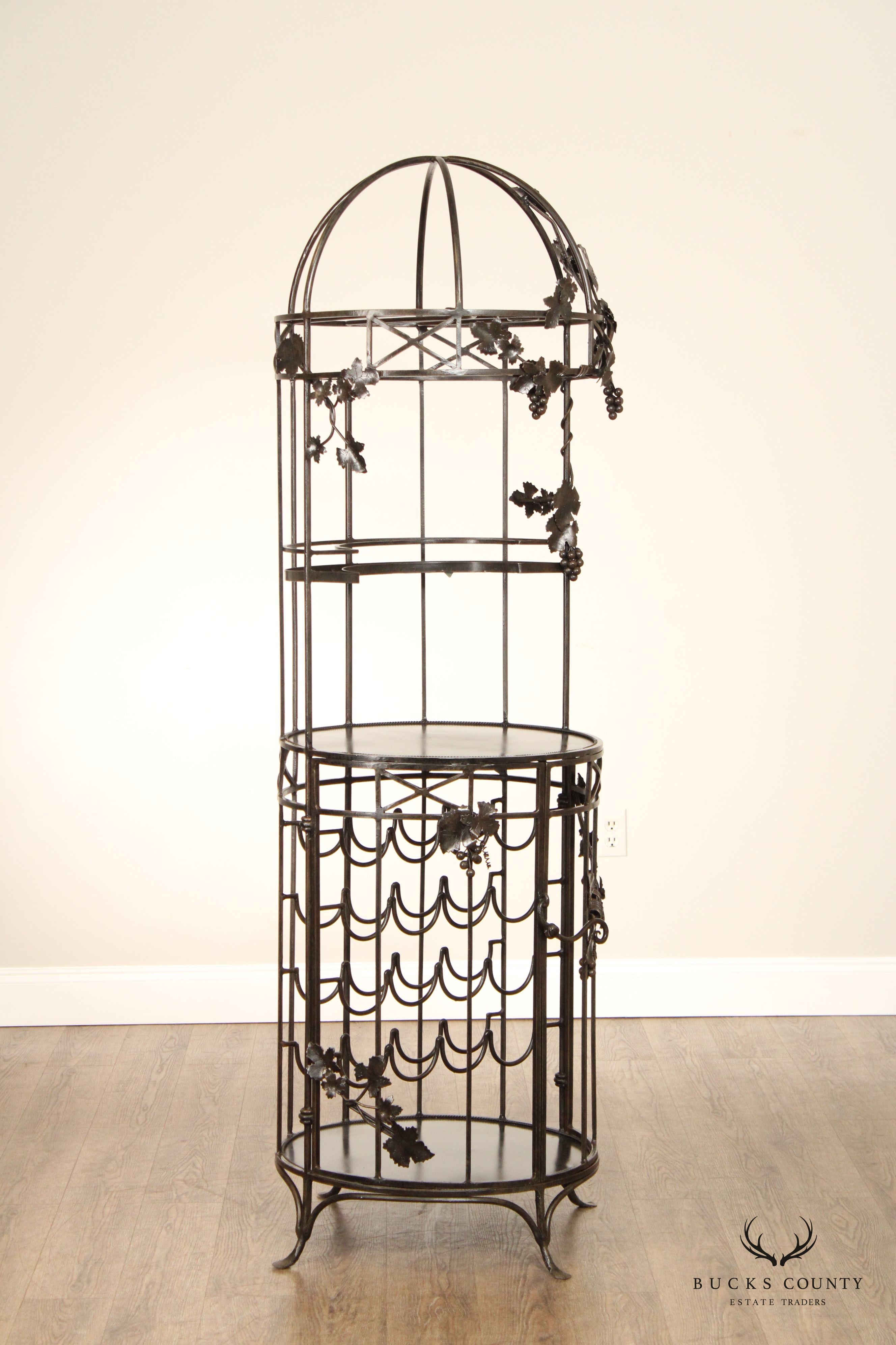 Vintage Wrought Iron Wine Bar Cabinet Wine Rack