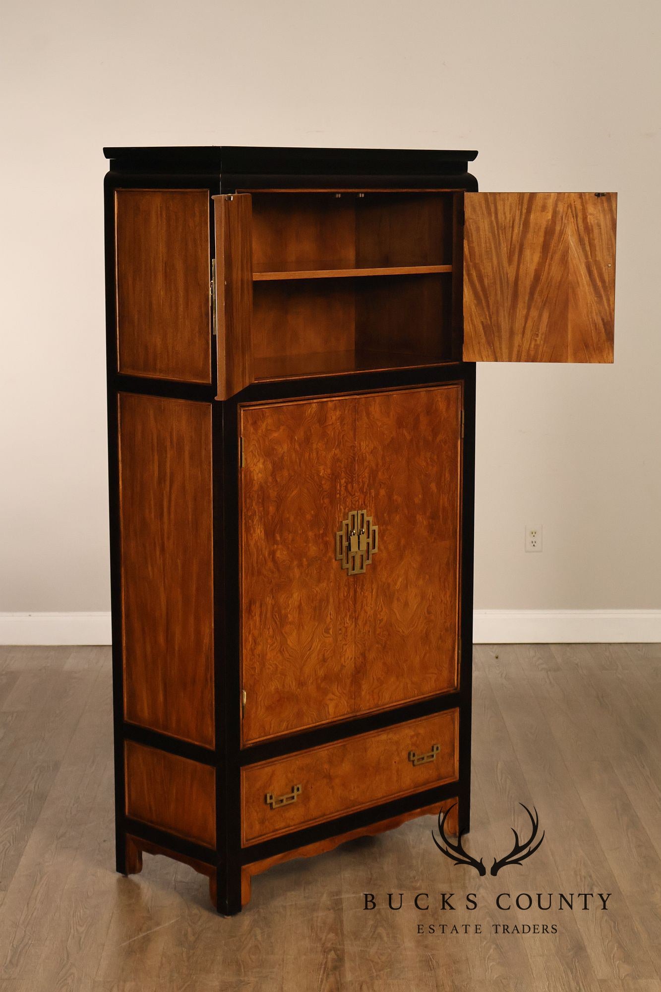 Century Chin Hua Furniture Asian Style Burl Wood Cabinet Armoire