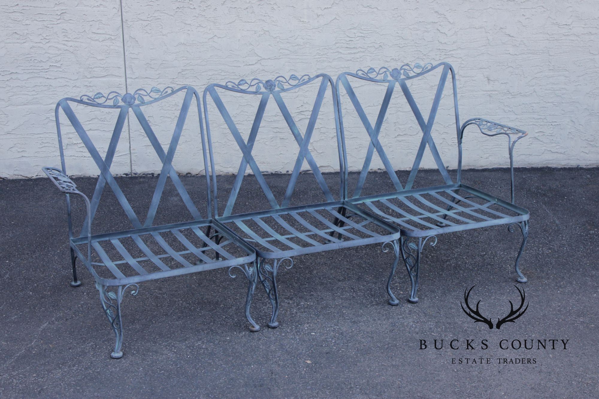 Woodard 'Chantilly Rose' Wrought Iron Outdoor Patio Sofa