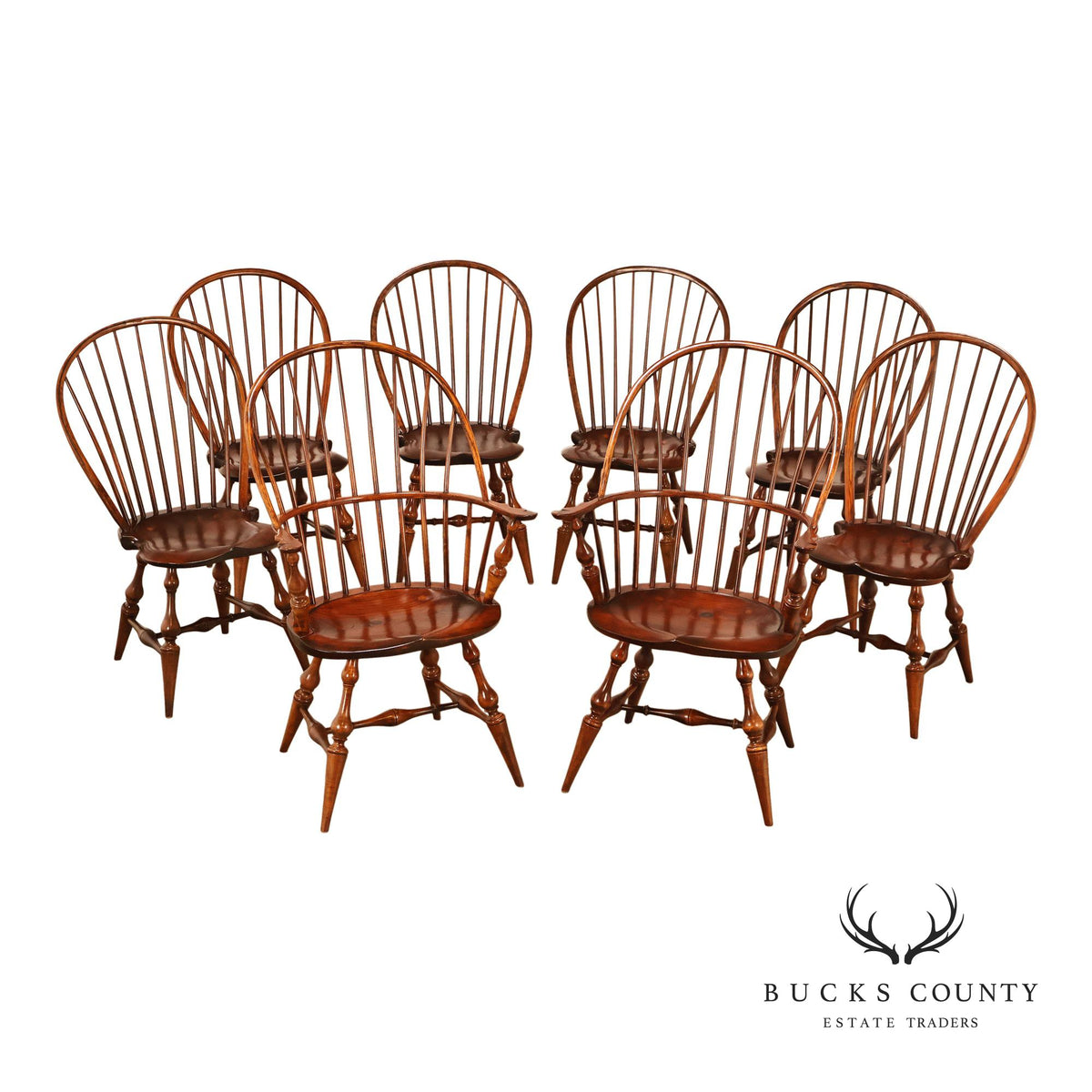 D.R. Dimes Set Of Eight Bowback Windsor Dining Chairs