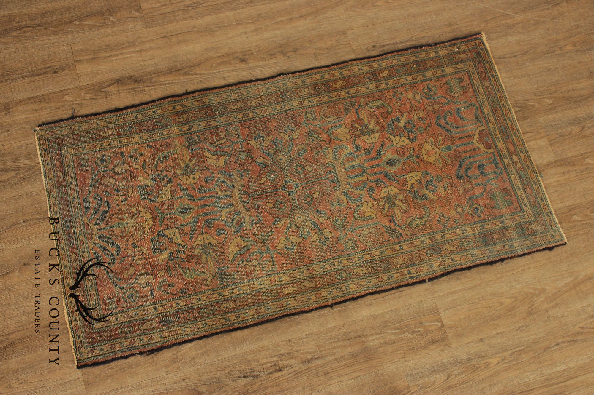 Persian Mahal Style Distressed Wool Scatter Rug