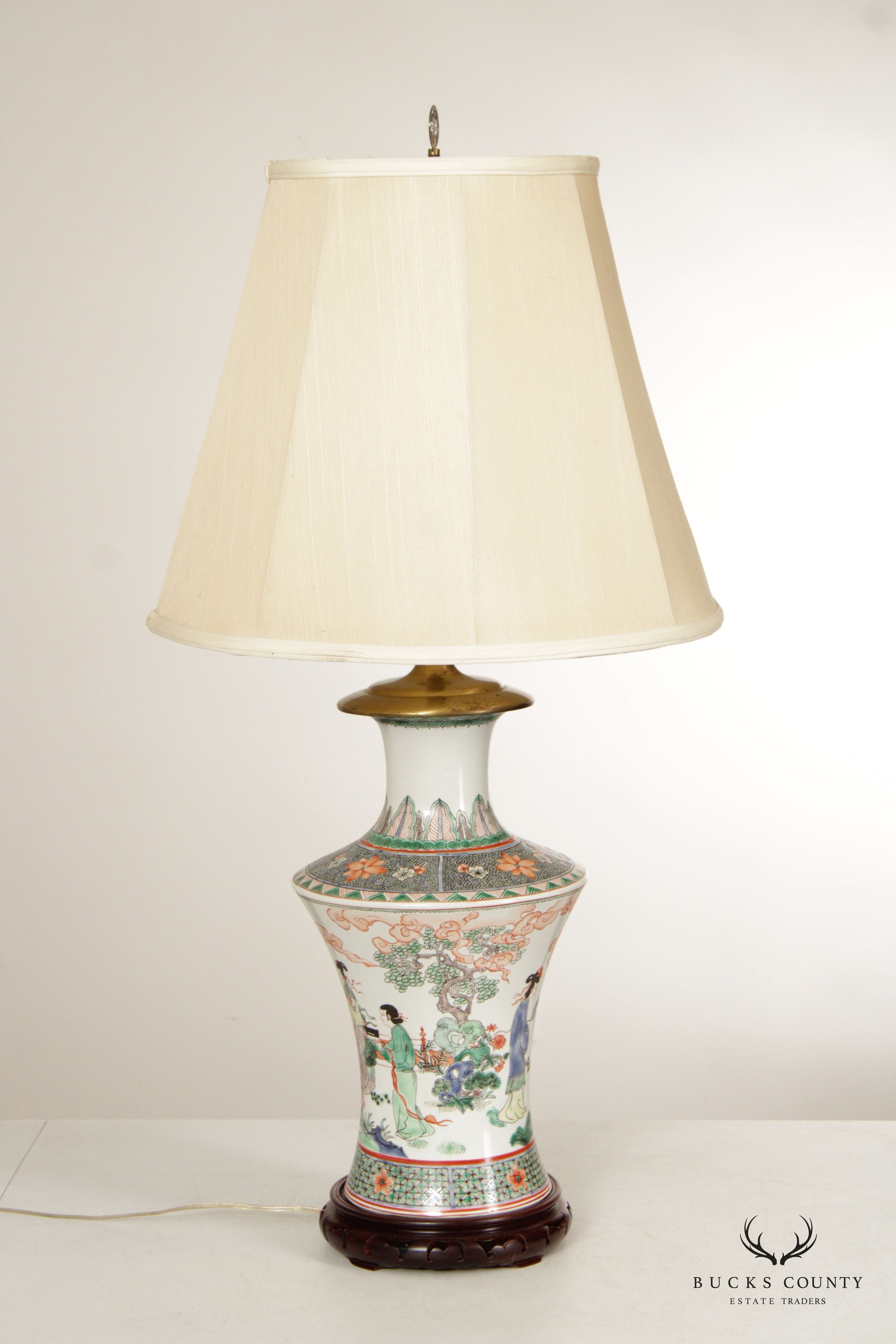 Chinese Enameled Porcelain Vasiform Table Lamp