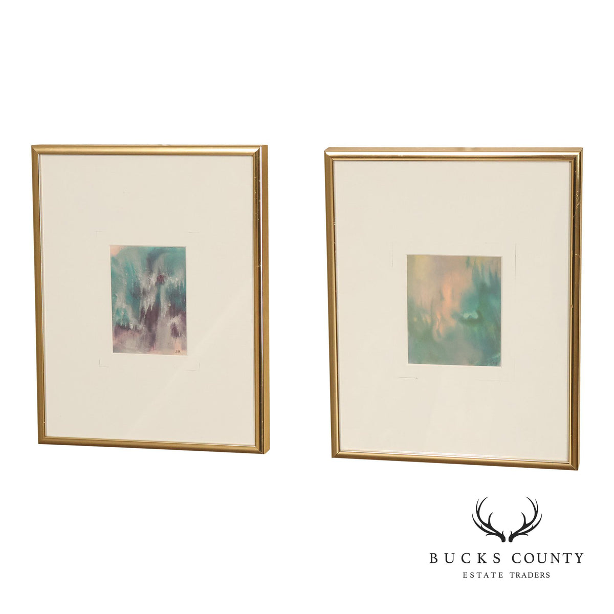 Suzanne Marinell Pair of Melted Wax Abstract Paintings