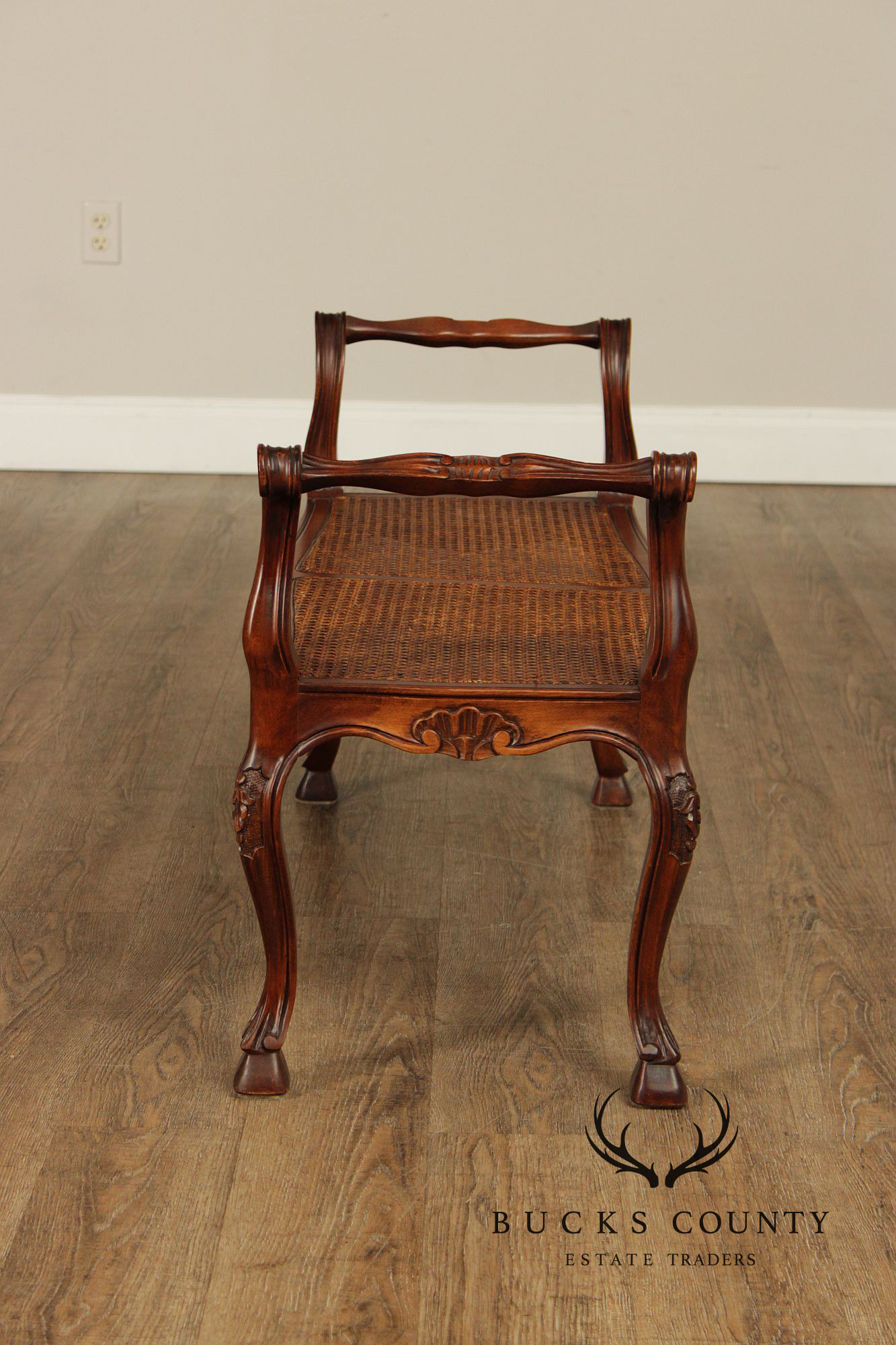 Italian Provincial Style Cane Seat Bench