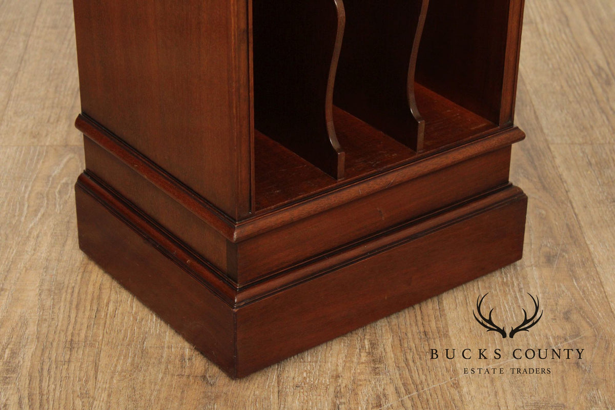Traditional Style Small Mahogany Ledger Cabinet With Vertical Slots And Single Drawer