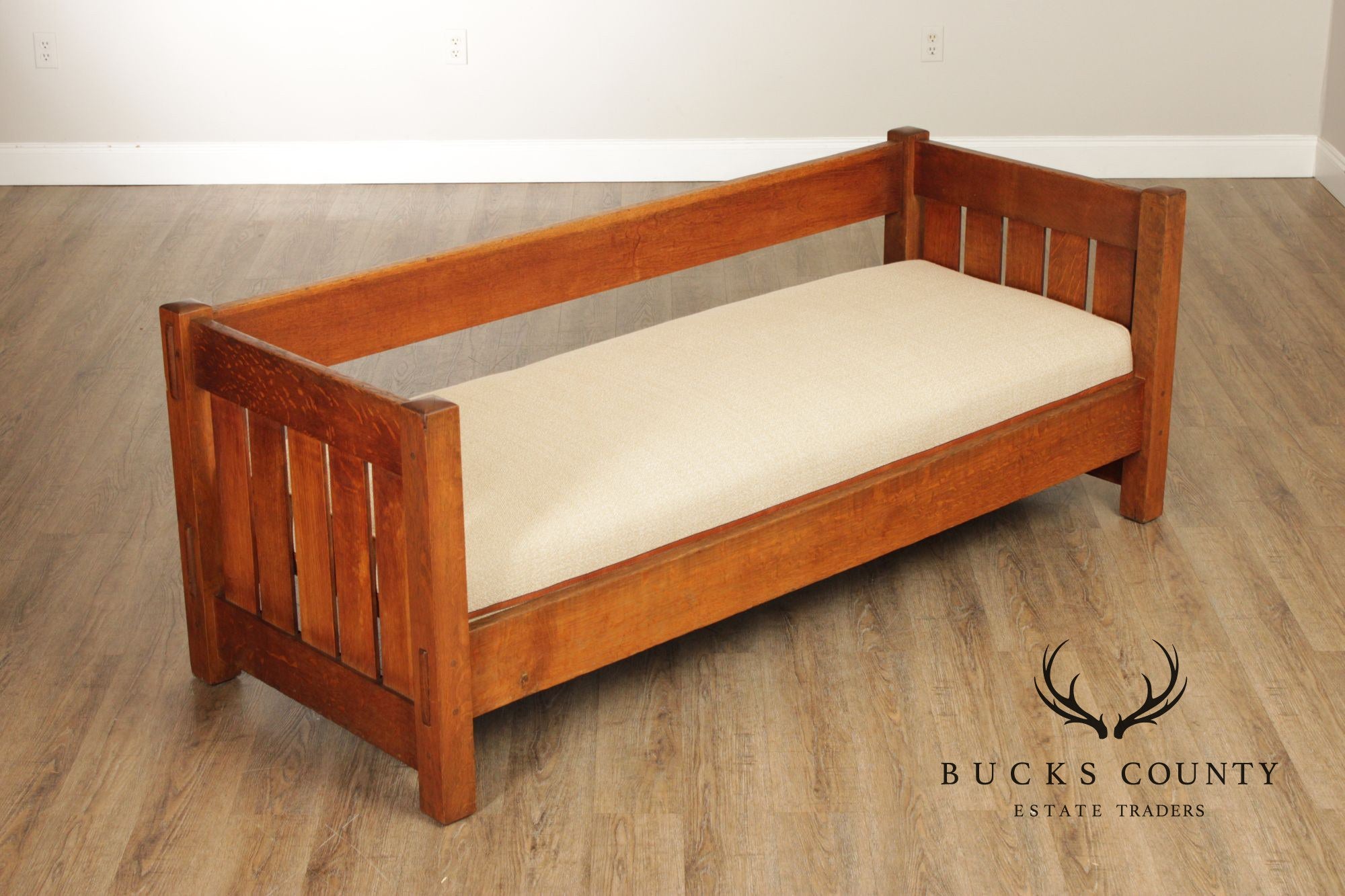 Gustav Stickley Mission Oak Even Arm Settle Sofa
