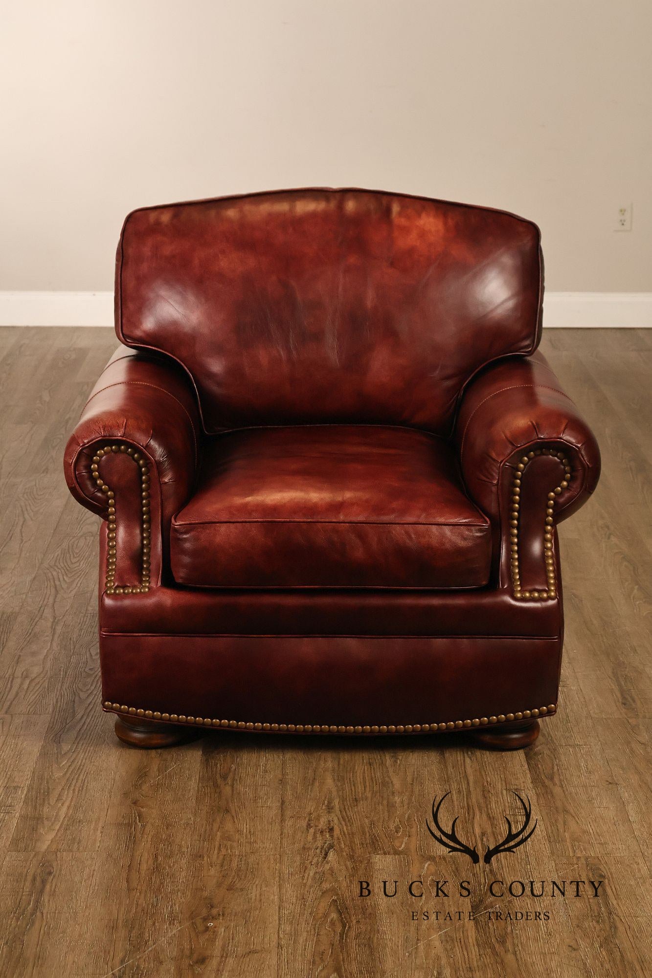 Hancock & Moore Pair of Red Leather 'Clivedon' Armchairs