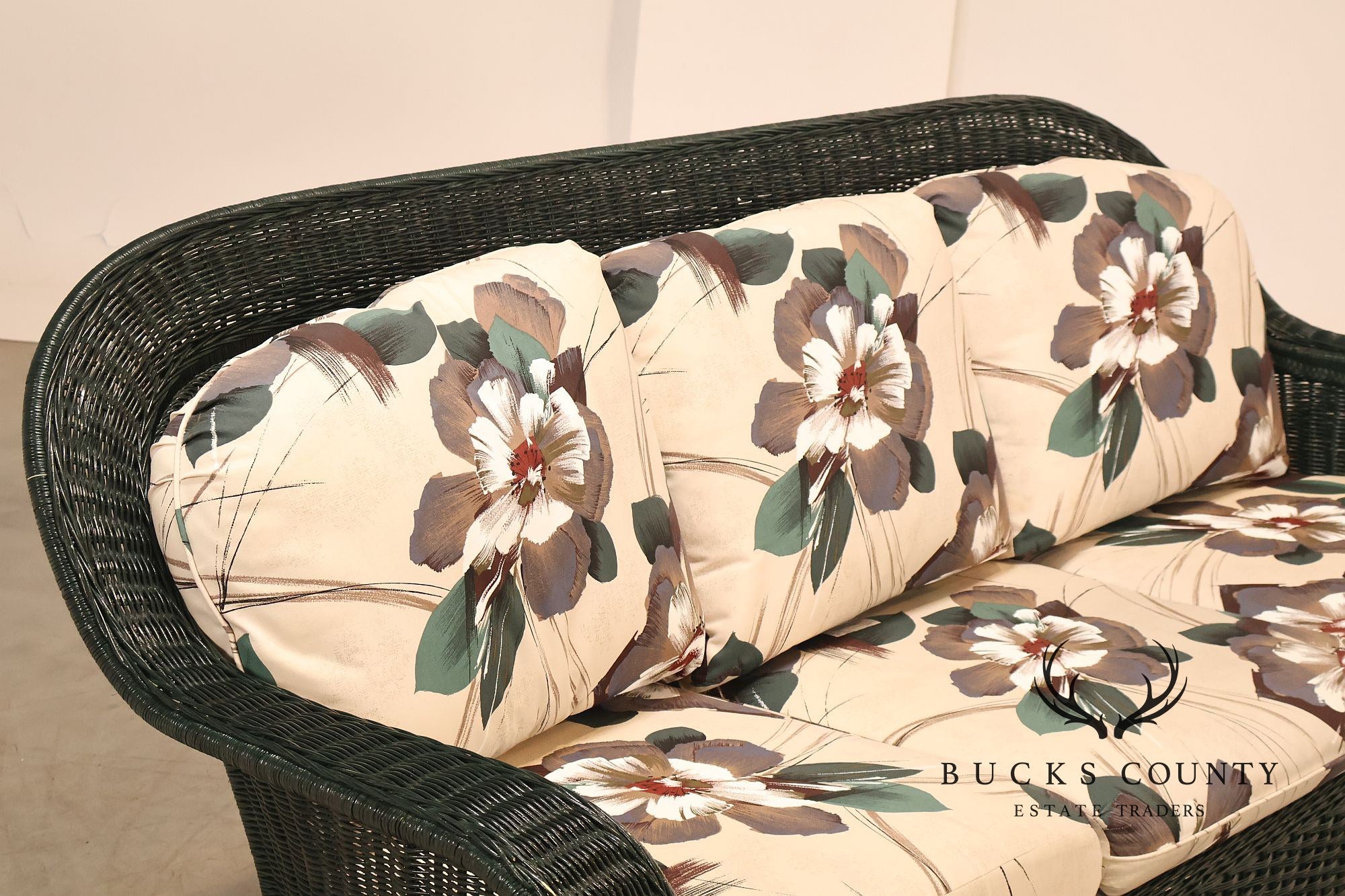 Henry Link Wicker Floral Upholstered Sofa