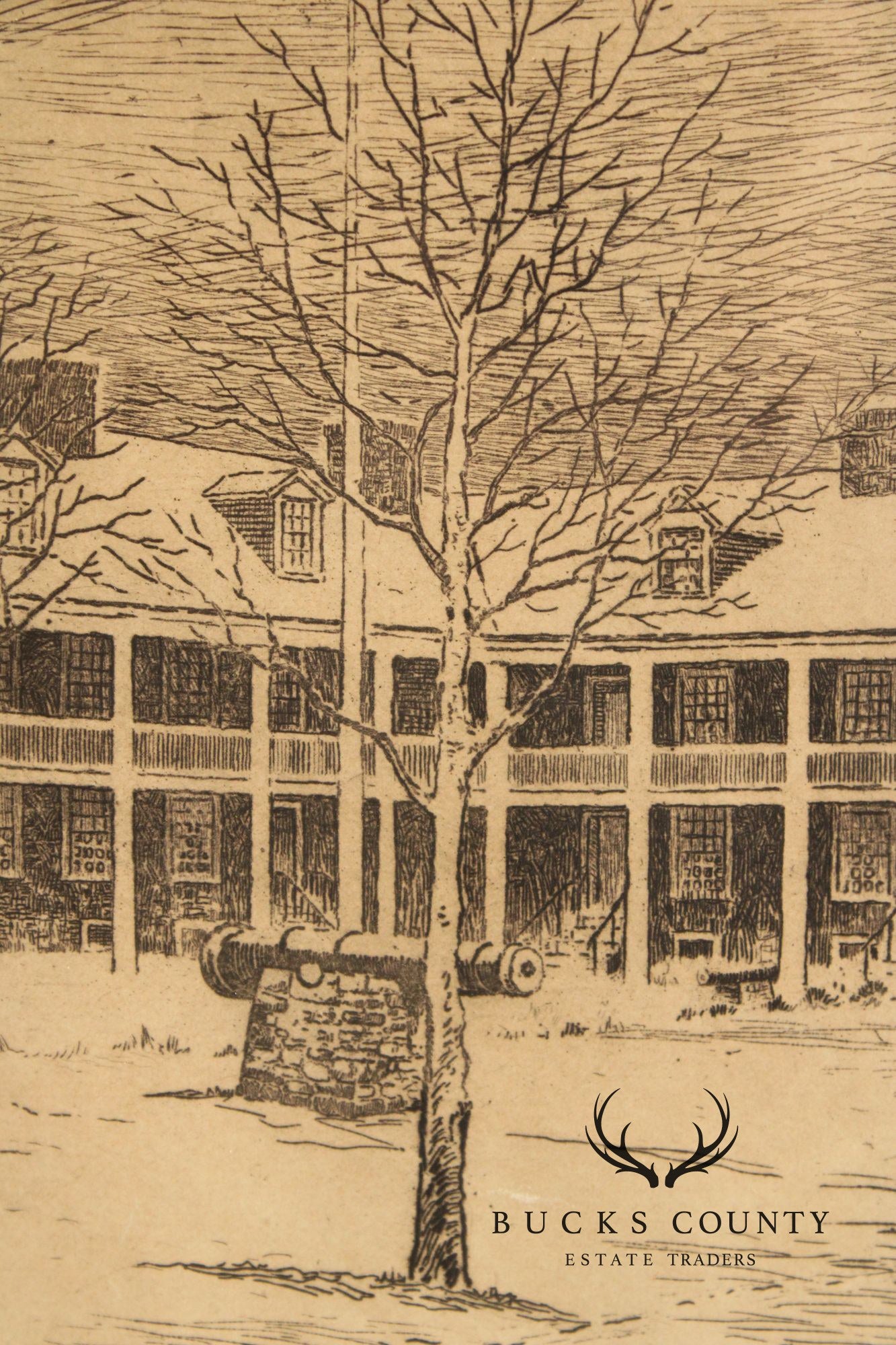 George Bradshaw Etching, Old Barracks