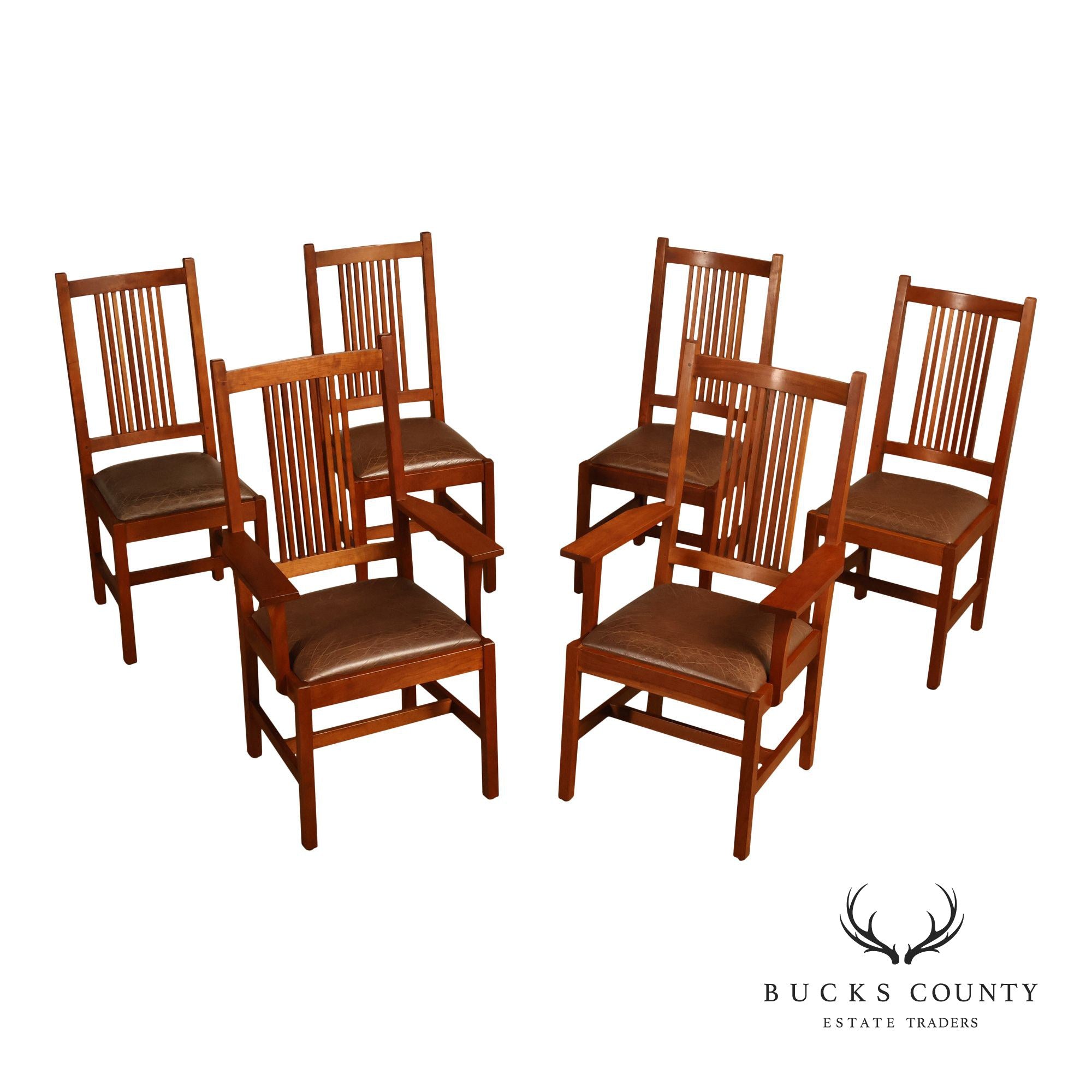 Stickley Mission Collection Set Of 6 Cherry Dining Chairs