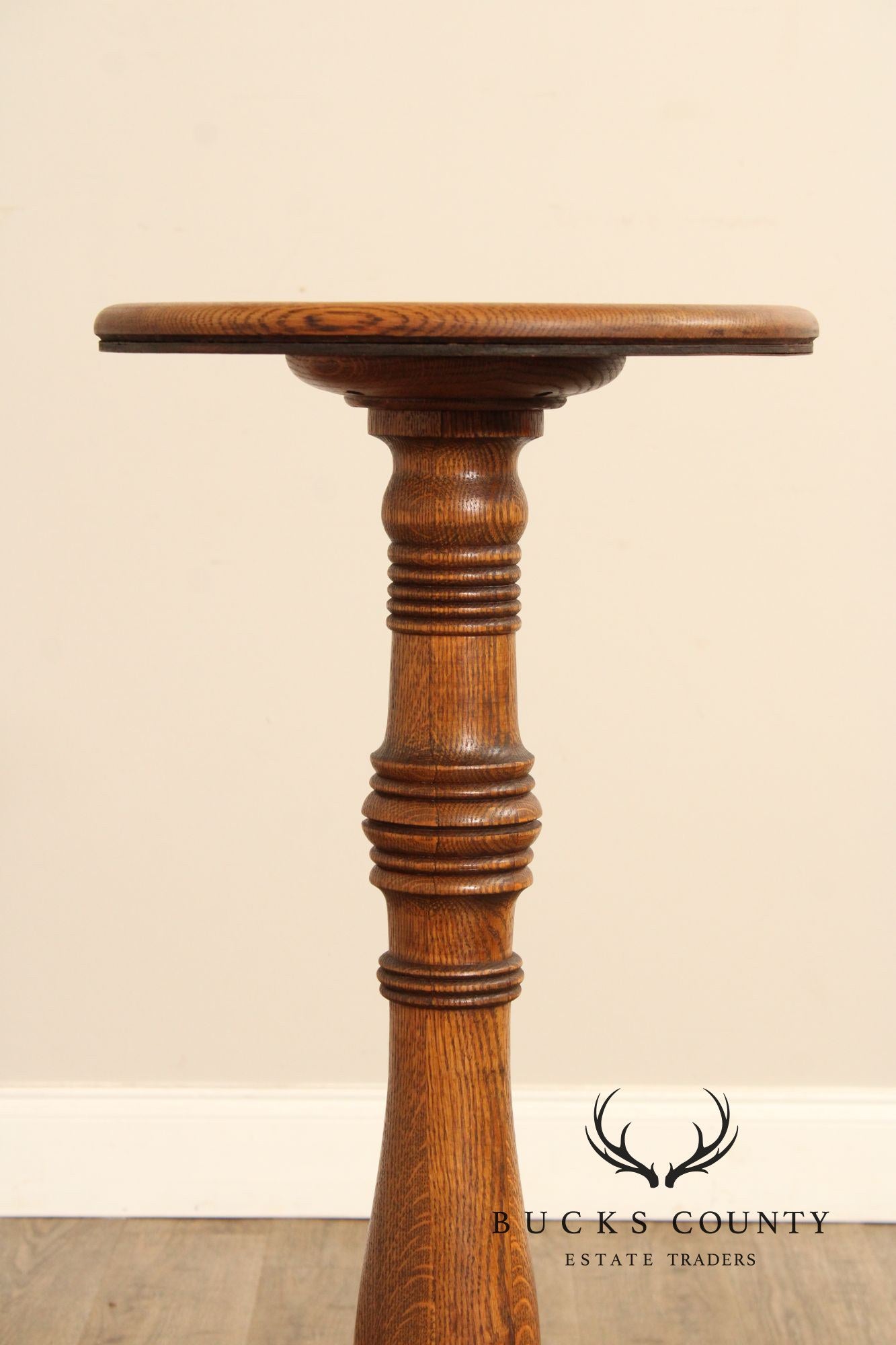 Antique Turned Oak Pedestal Plant Stand