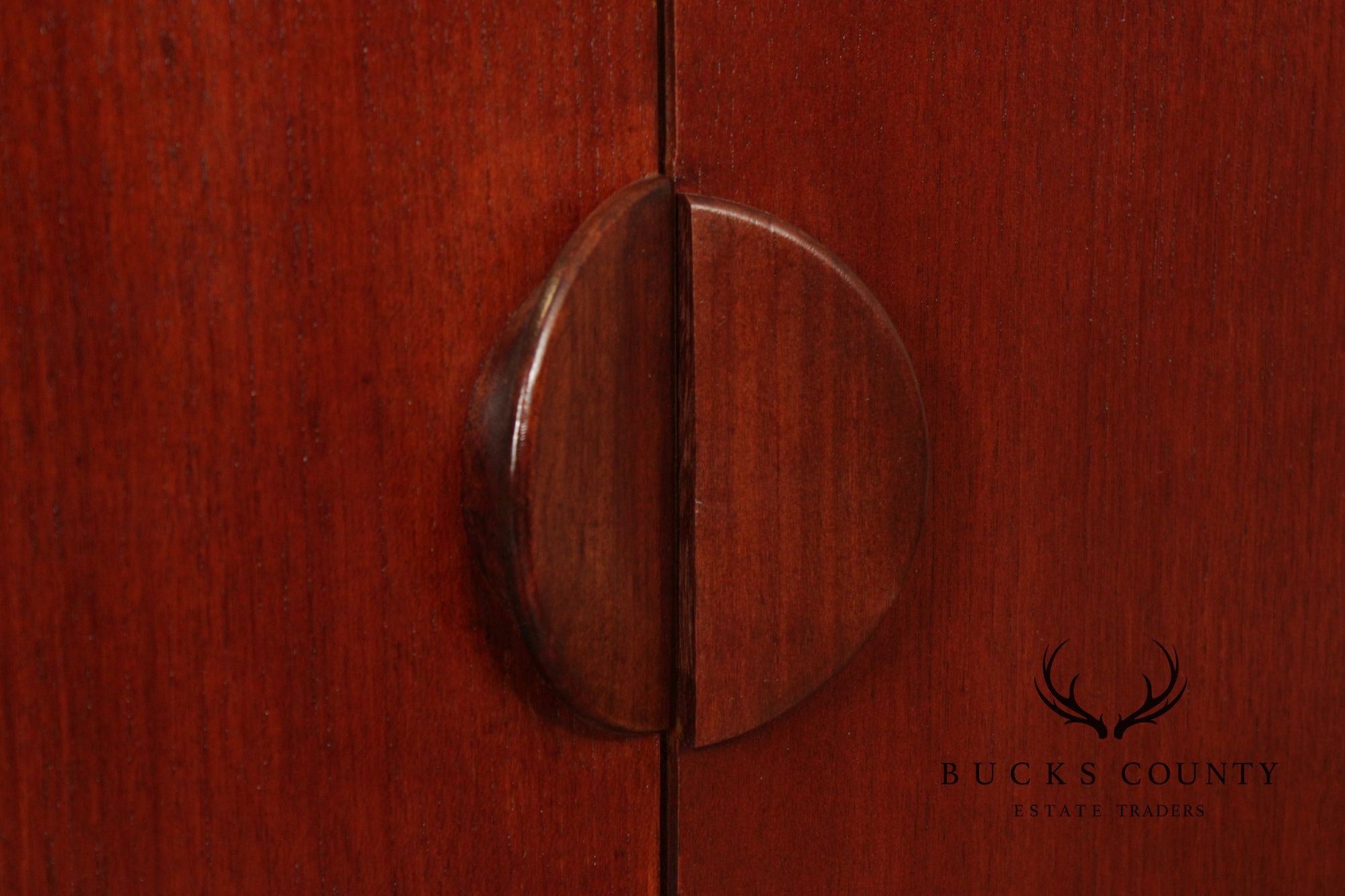 Mid-Century Danish Style Teak Credenza Sideboard With Inset Pulls