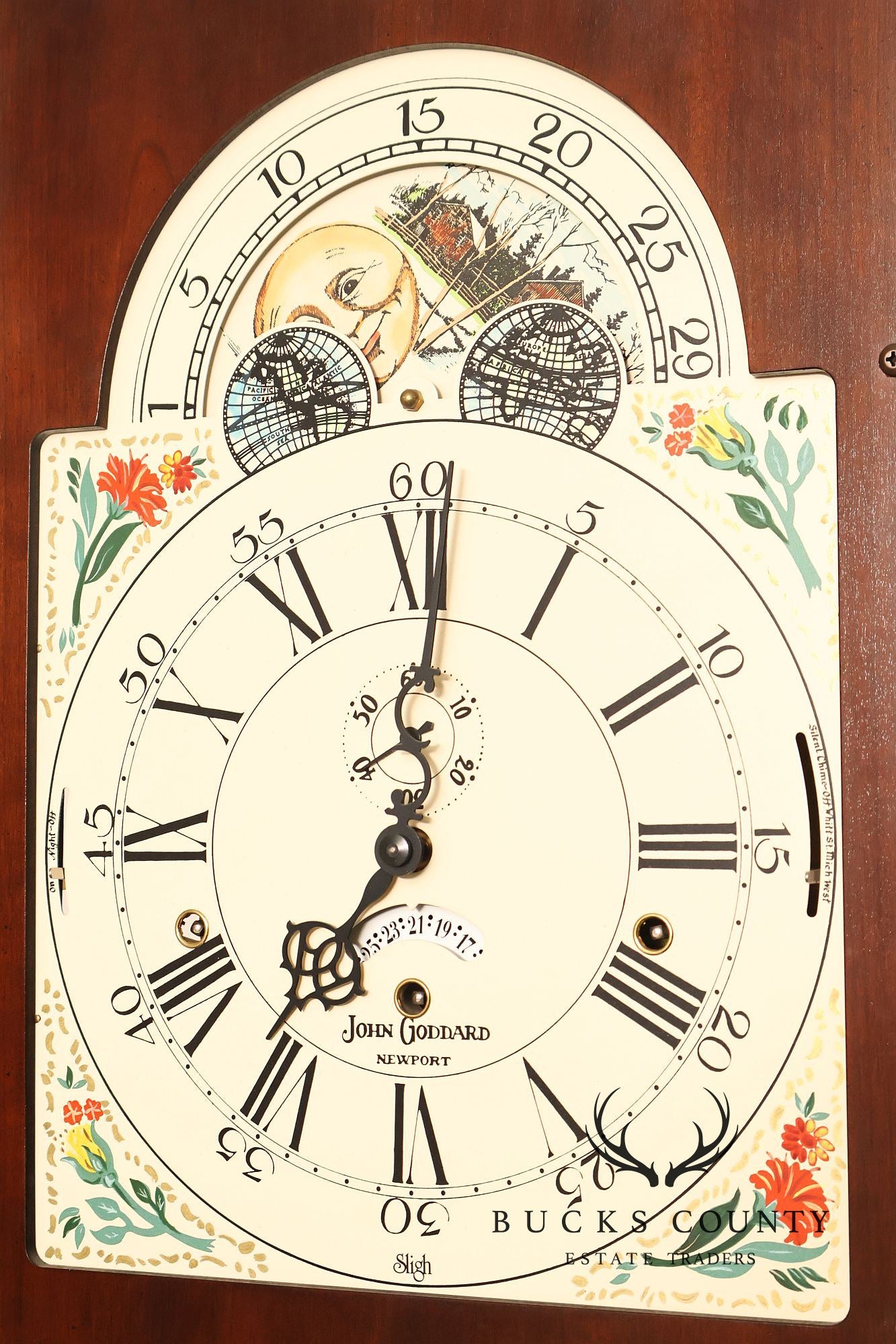 Sligh John Goddard Cherry Newport Tall Cased Grandfather Clock