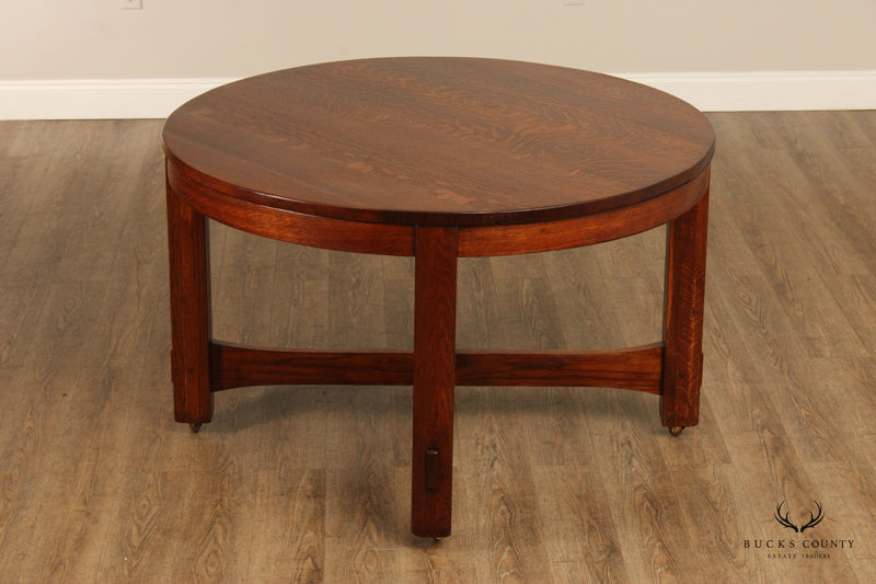 Antique Mission Oak 48 Inch Round Library Table