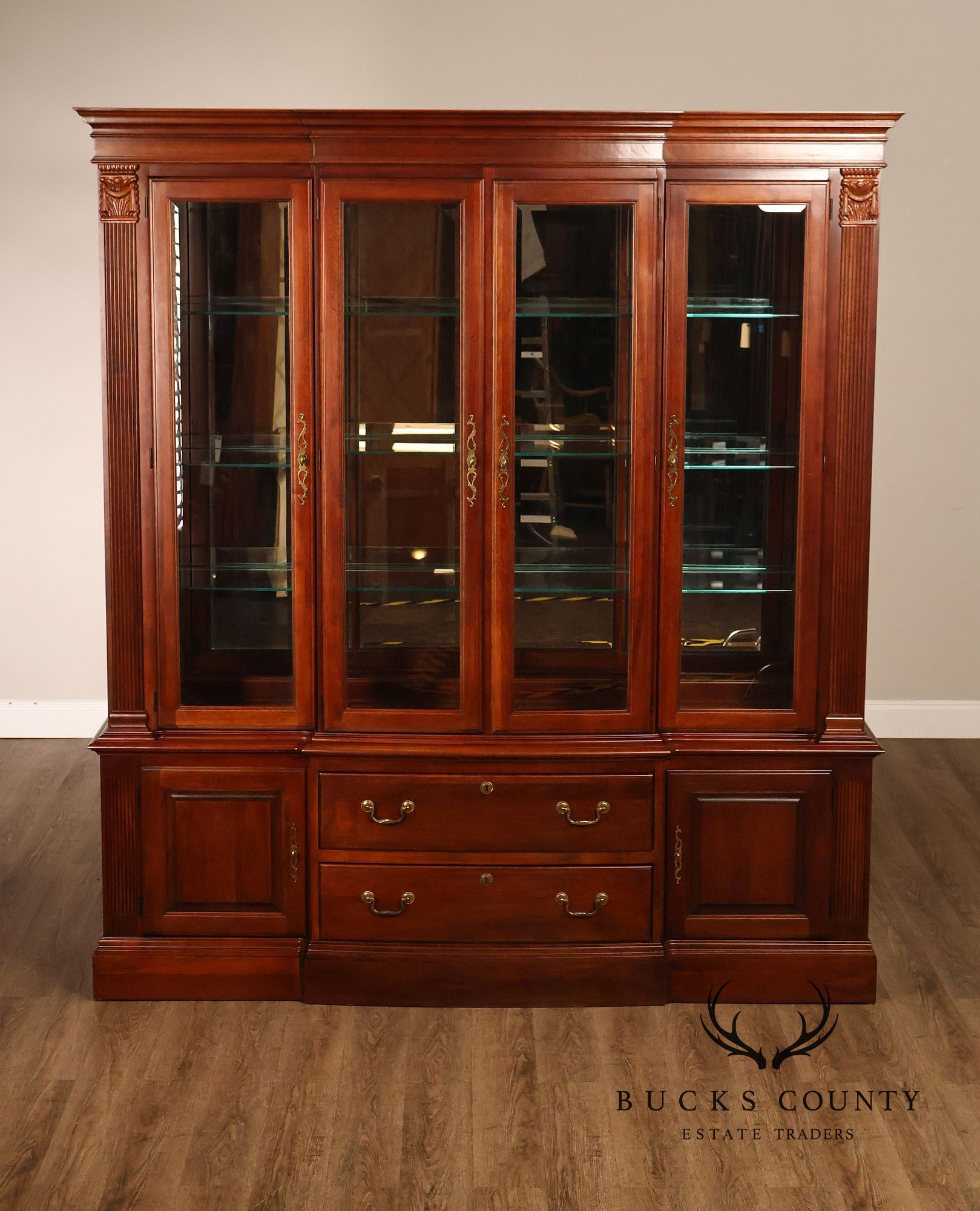 Pennsylvania House Georgian Revival Cherry Lighted Cherry China Cabinet